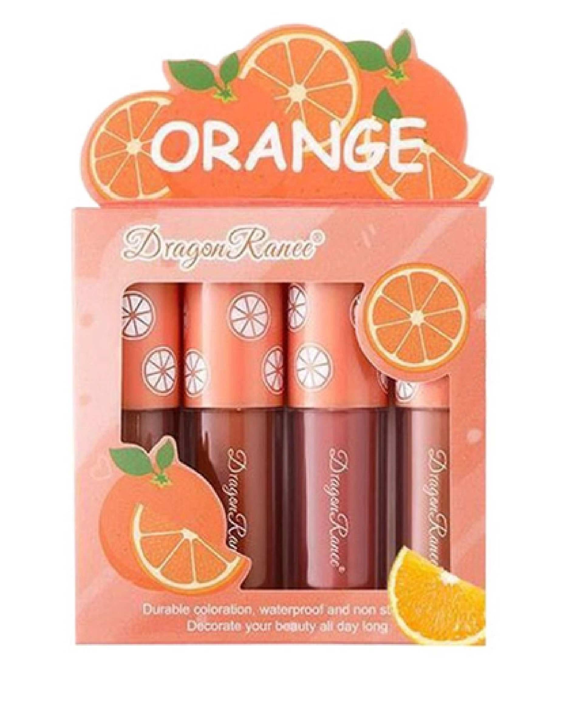 رژ لب مایع مات دراگون رانی Dragon Ranee مدل Orange بسته 4 عددی