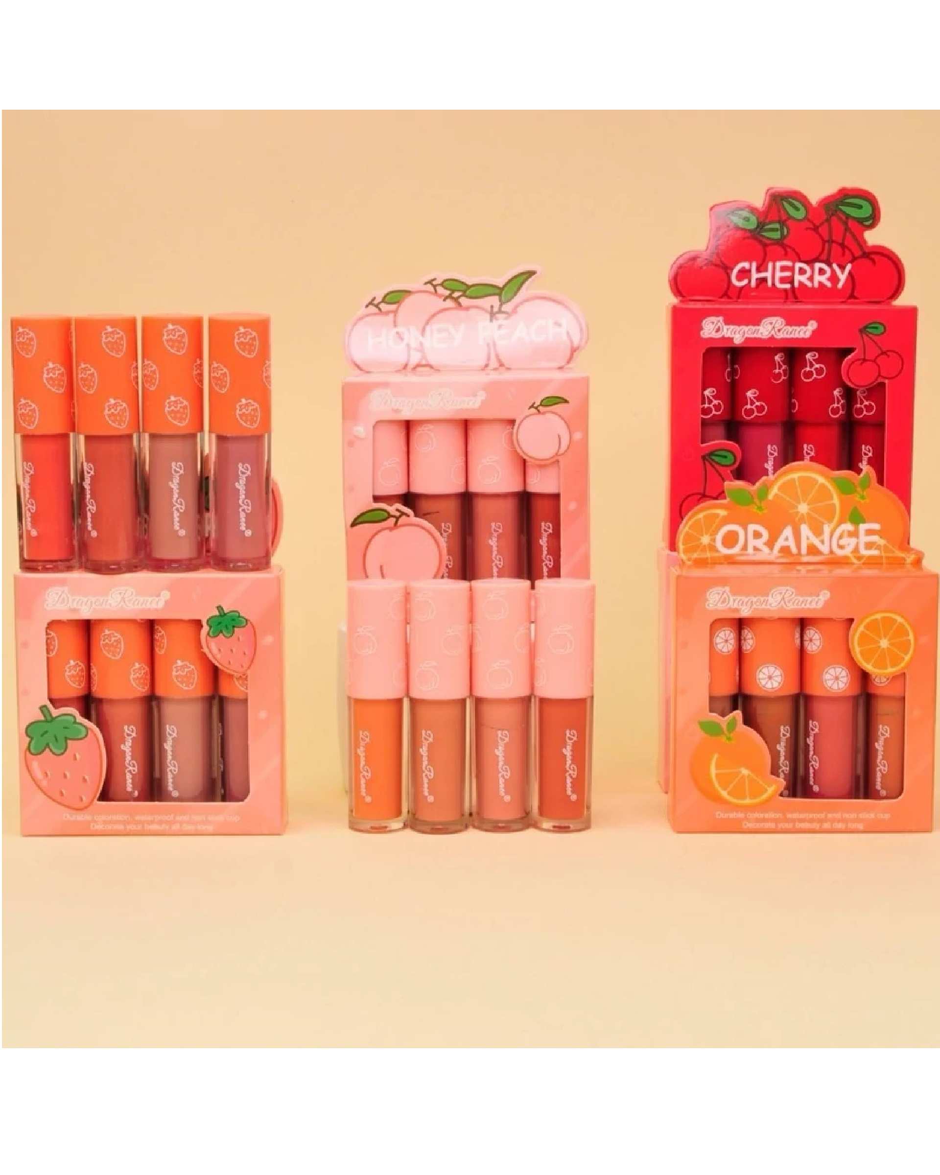 رژ لب مایع مات دراگون رانی Dragon Ranee مدل Orange بسته 4 عددی