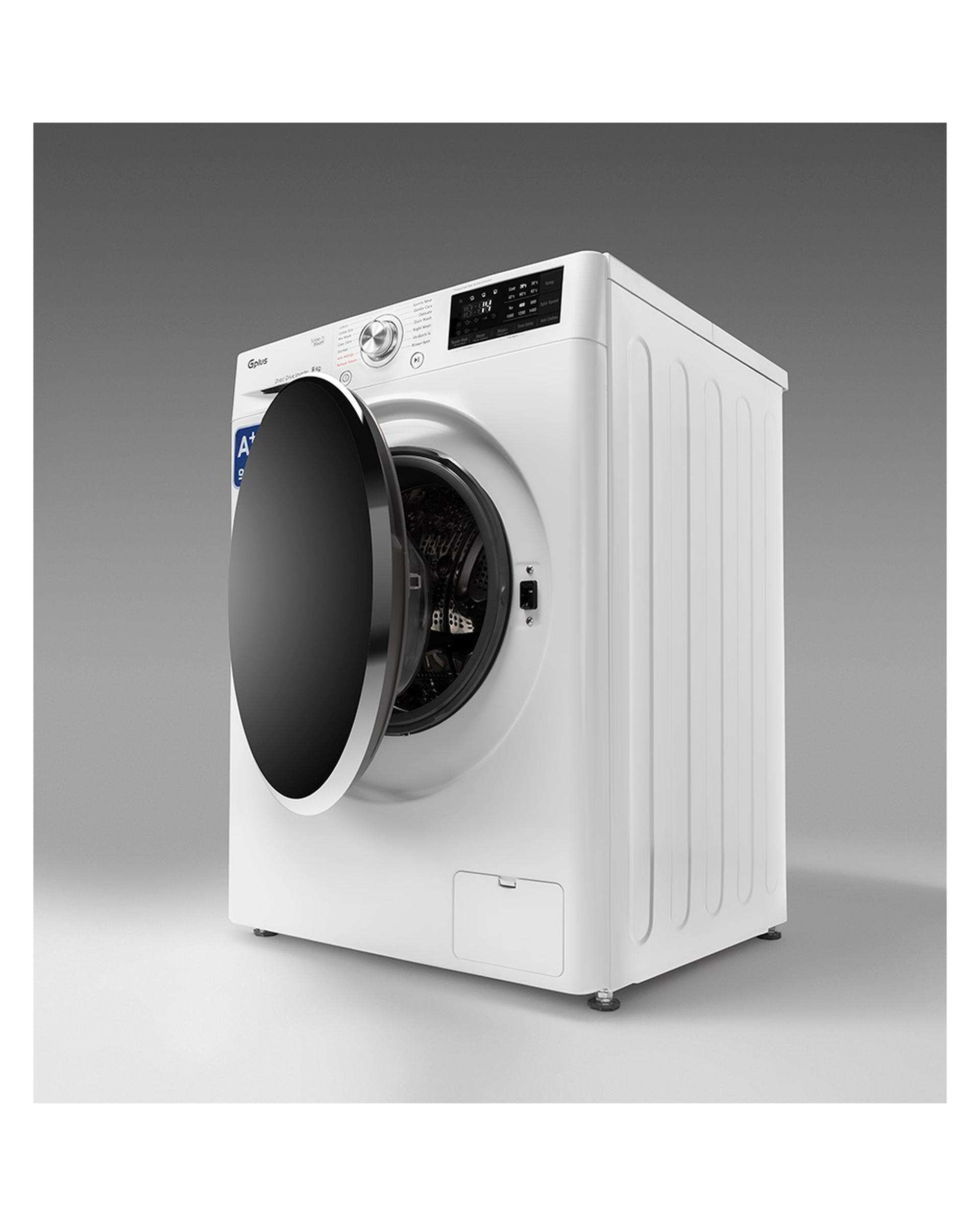 ماشین لباسشویی سفید جی پلاس Gplus مدل GWM-R909W.KT ظرفیت 9 کیلوگرم