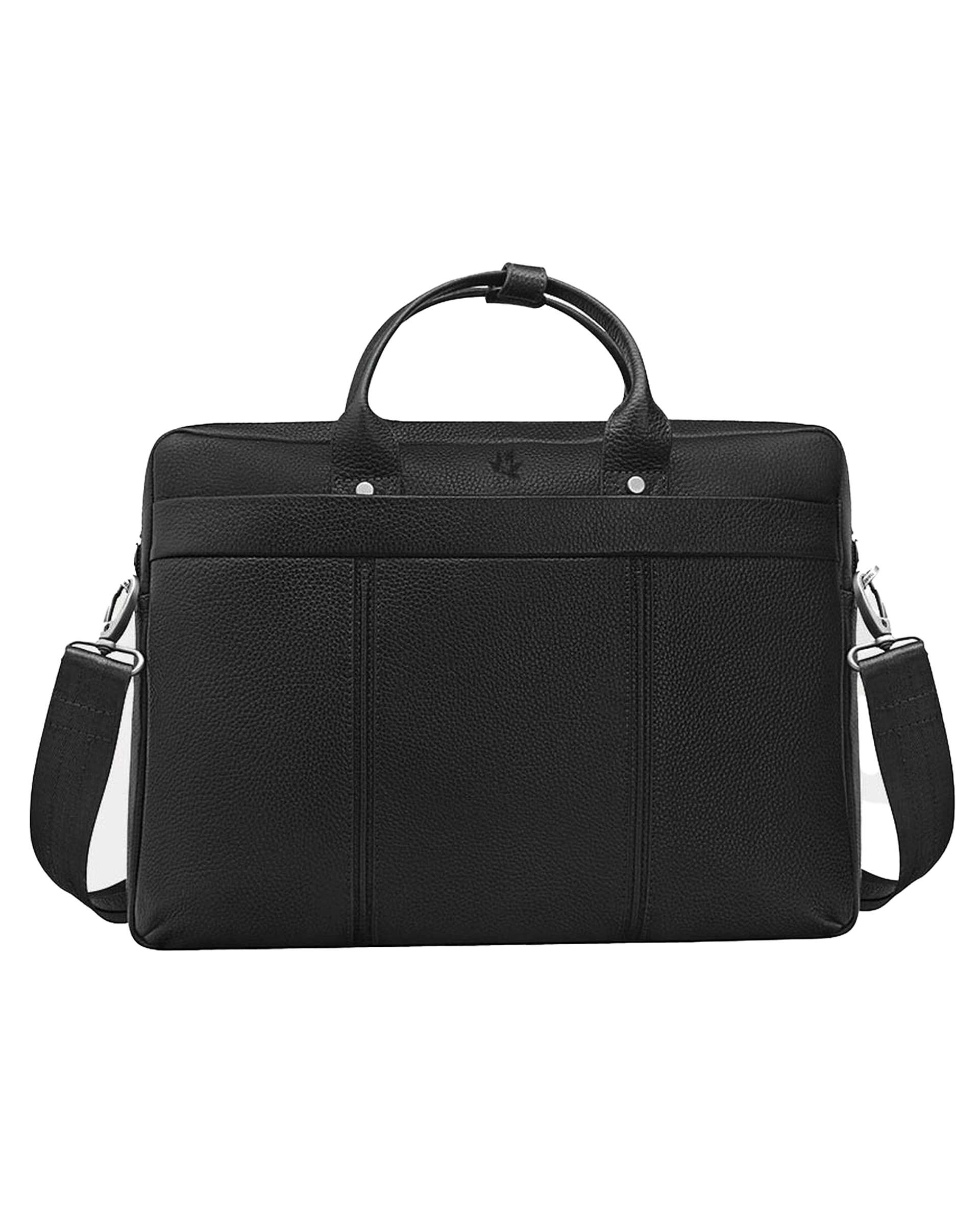 کیف اداری چرم مشکی نوین چرم Novin Leather مدل دو دسته هاوری BE4817