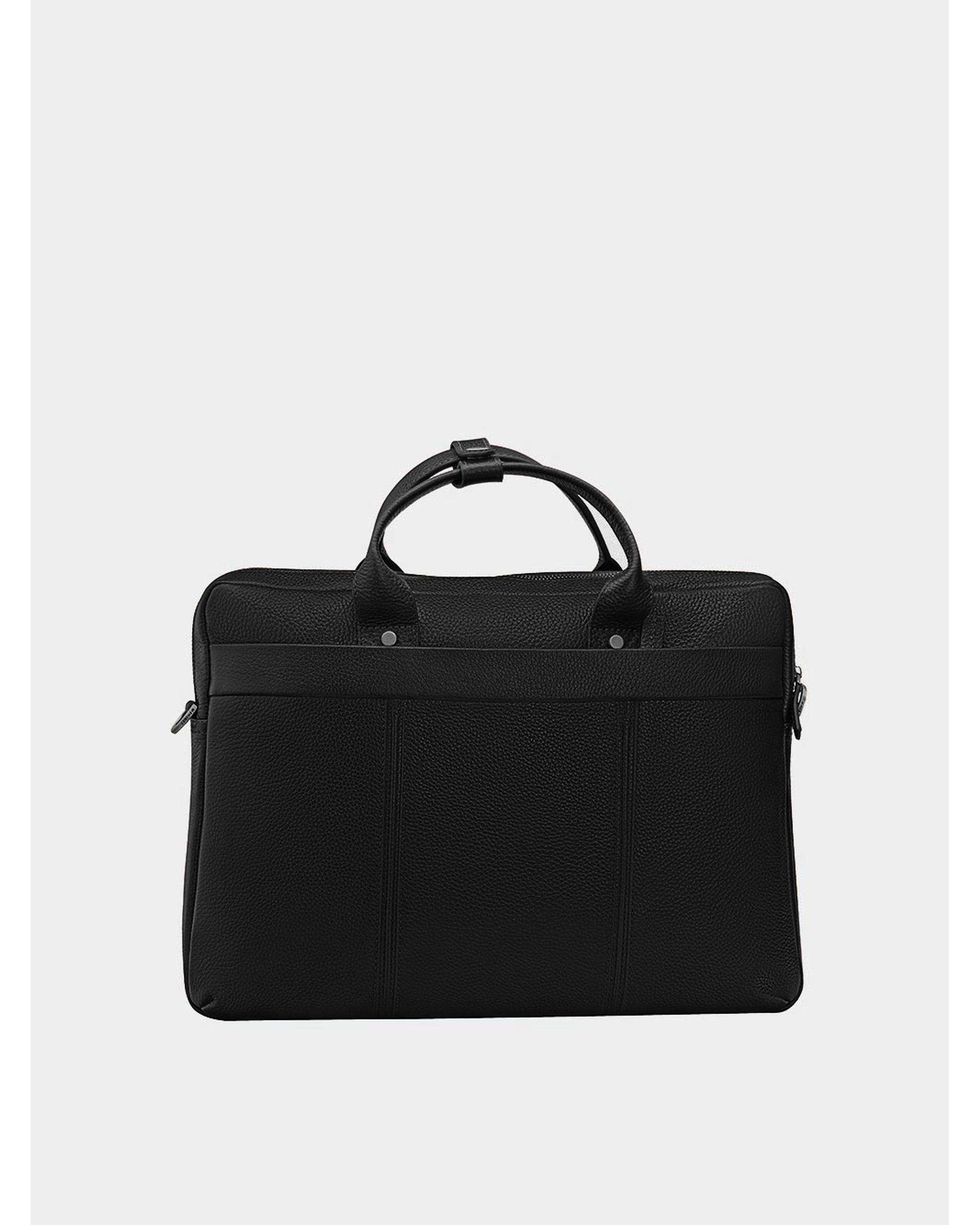 کیف اداری چرم مشکی نوین چرم Novin Leather مدل دو دسته هاوری BE4817