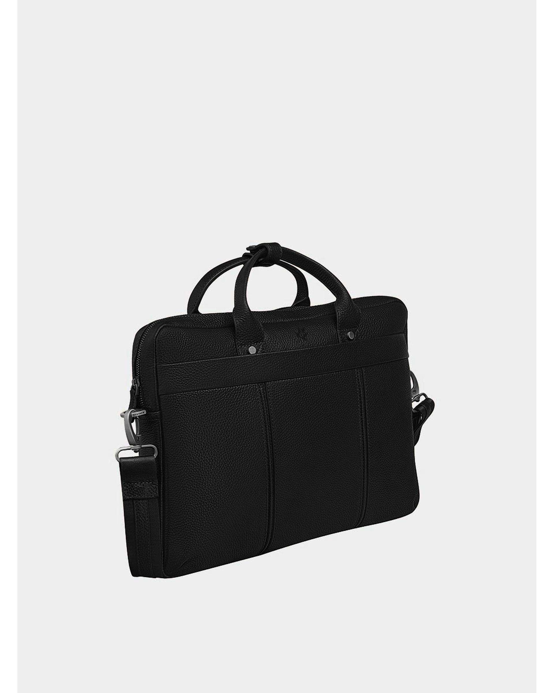 کیف اداری چرم مشکی نوین چرم Novin Leather مدل دو دسته هاوری BE4817