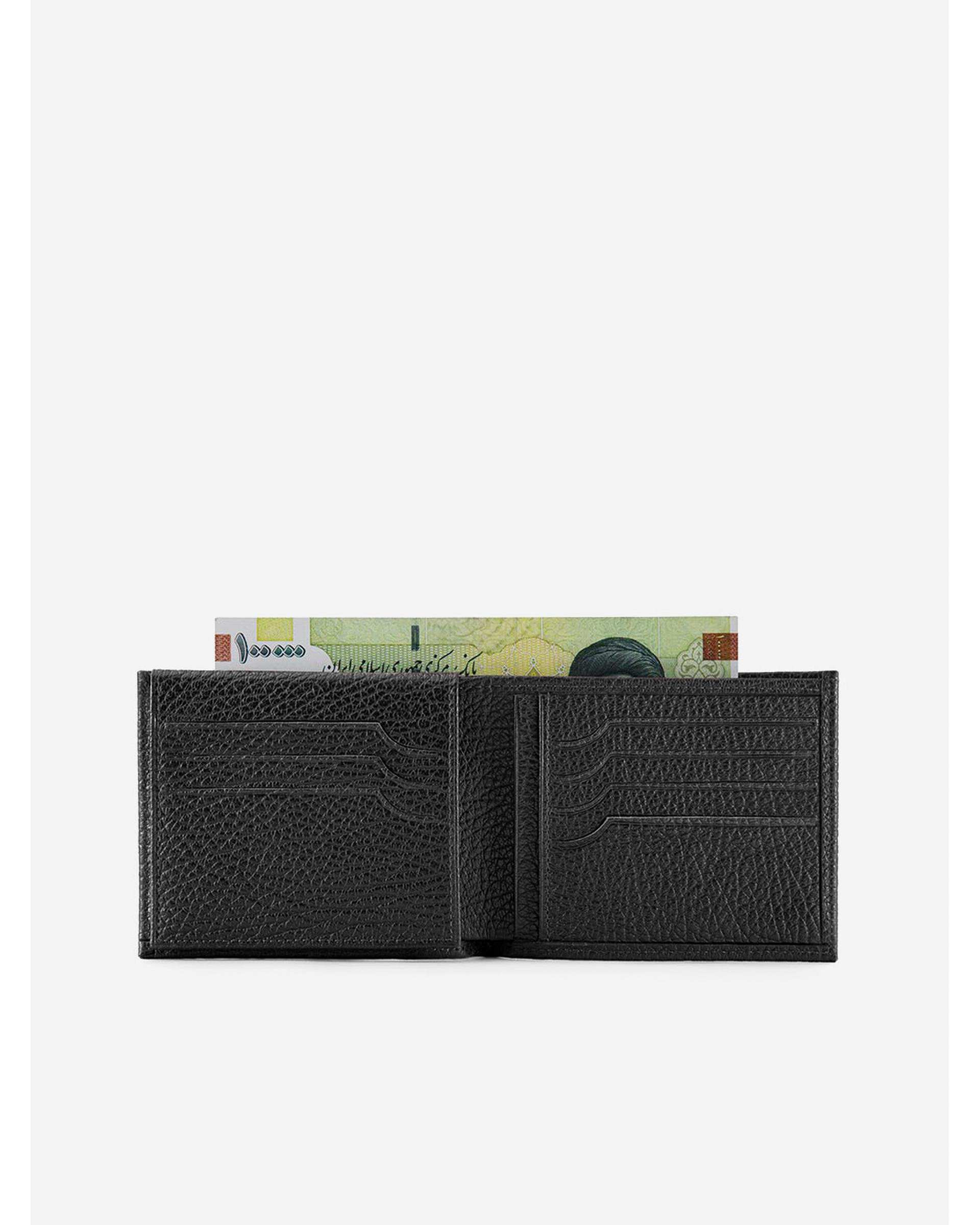 کیف پول جیبی چرم مشکی نوین چرم Novin Leather مدل ونداد PE2597