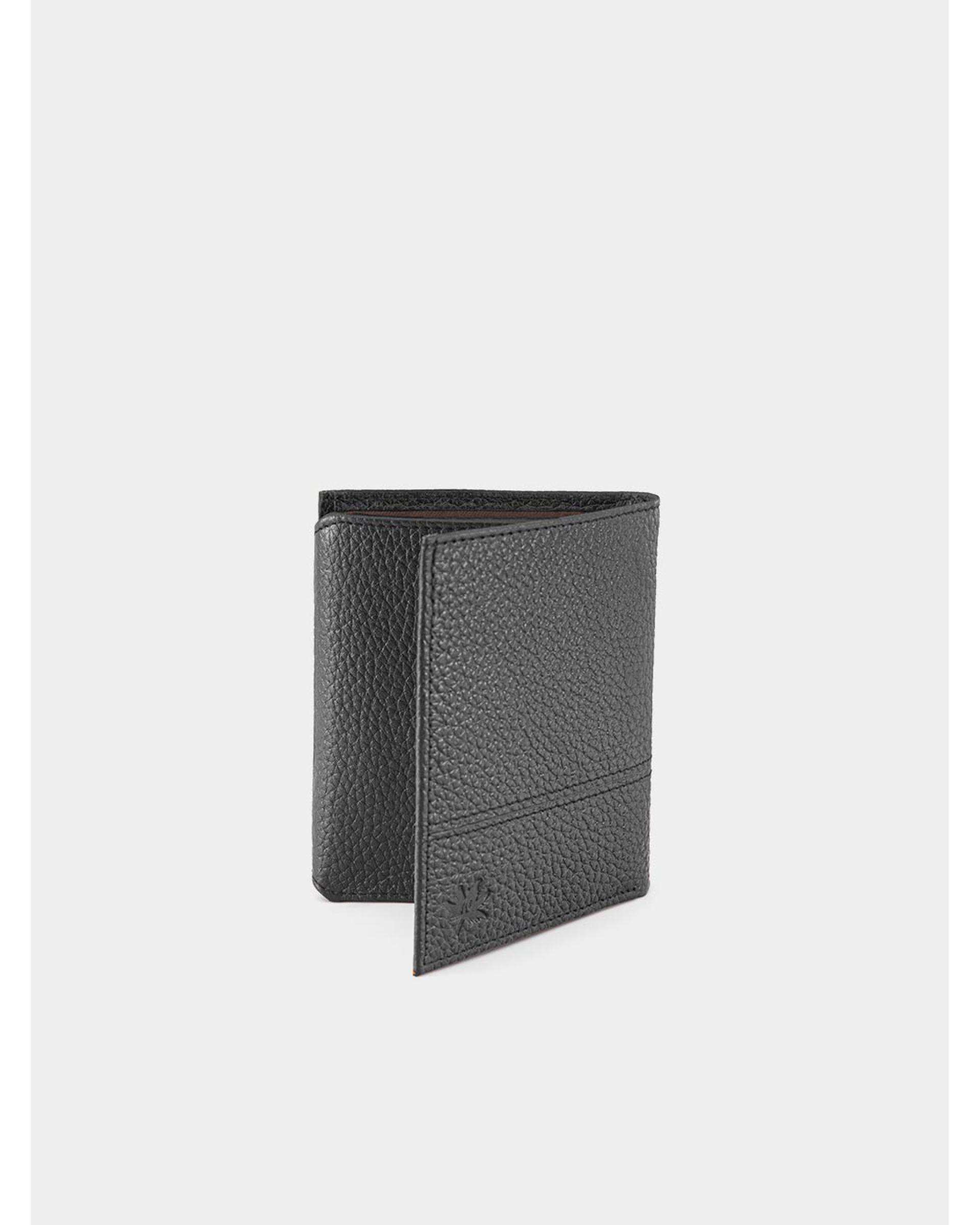 کیف پول جیبی چرم مردانه مشکی نسکافه ای نوین چرم Novin Leather مدل سه آلبوم اسرار PE2529