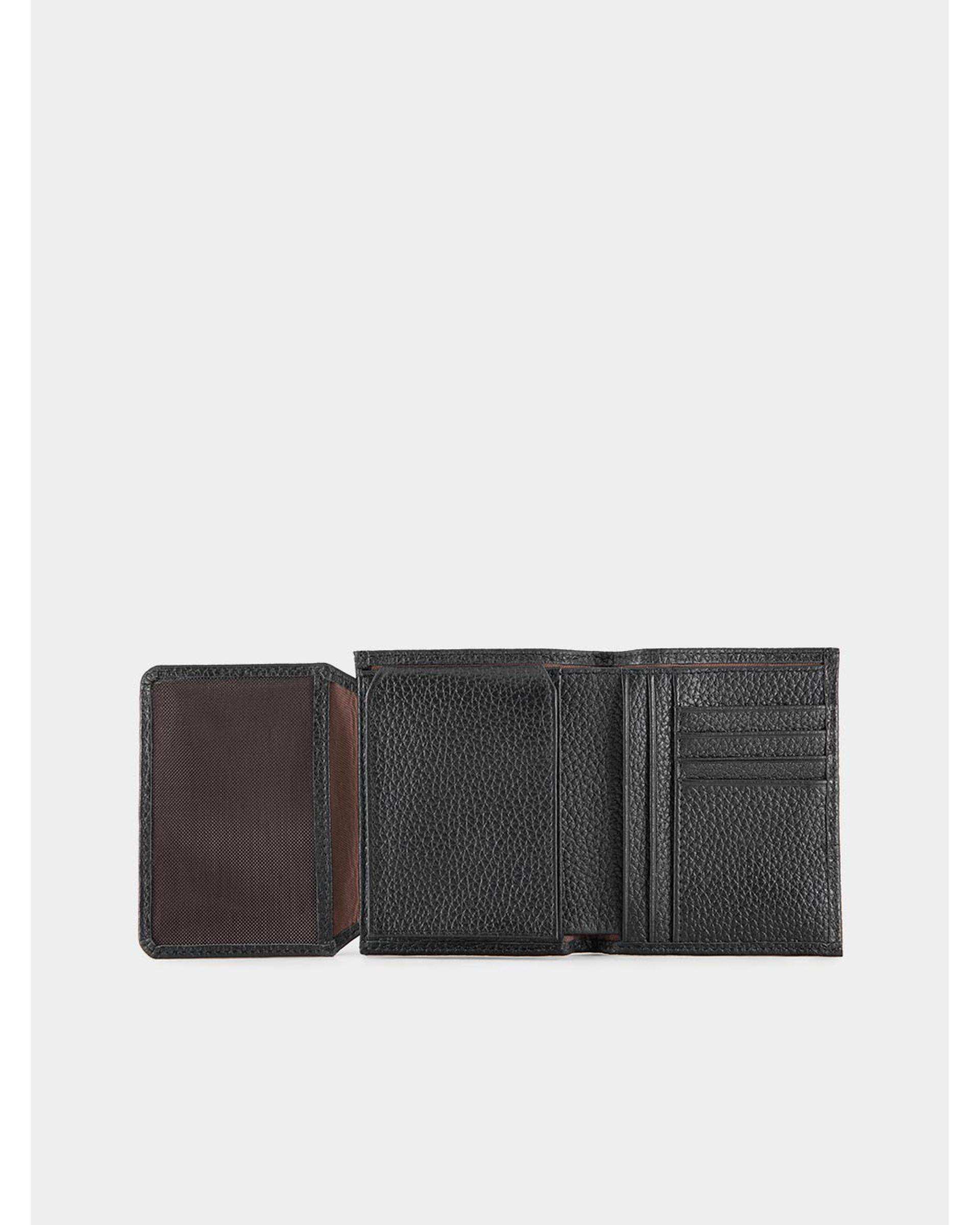 کیف پول جیبی چرم مردانه مشکی نسکافه ای نوین چرم Novin Leather مدل سه آلبوم اسرار PE2529
