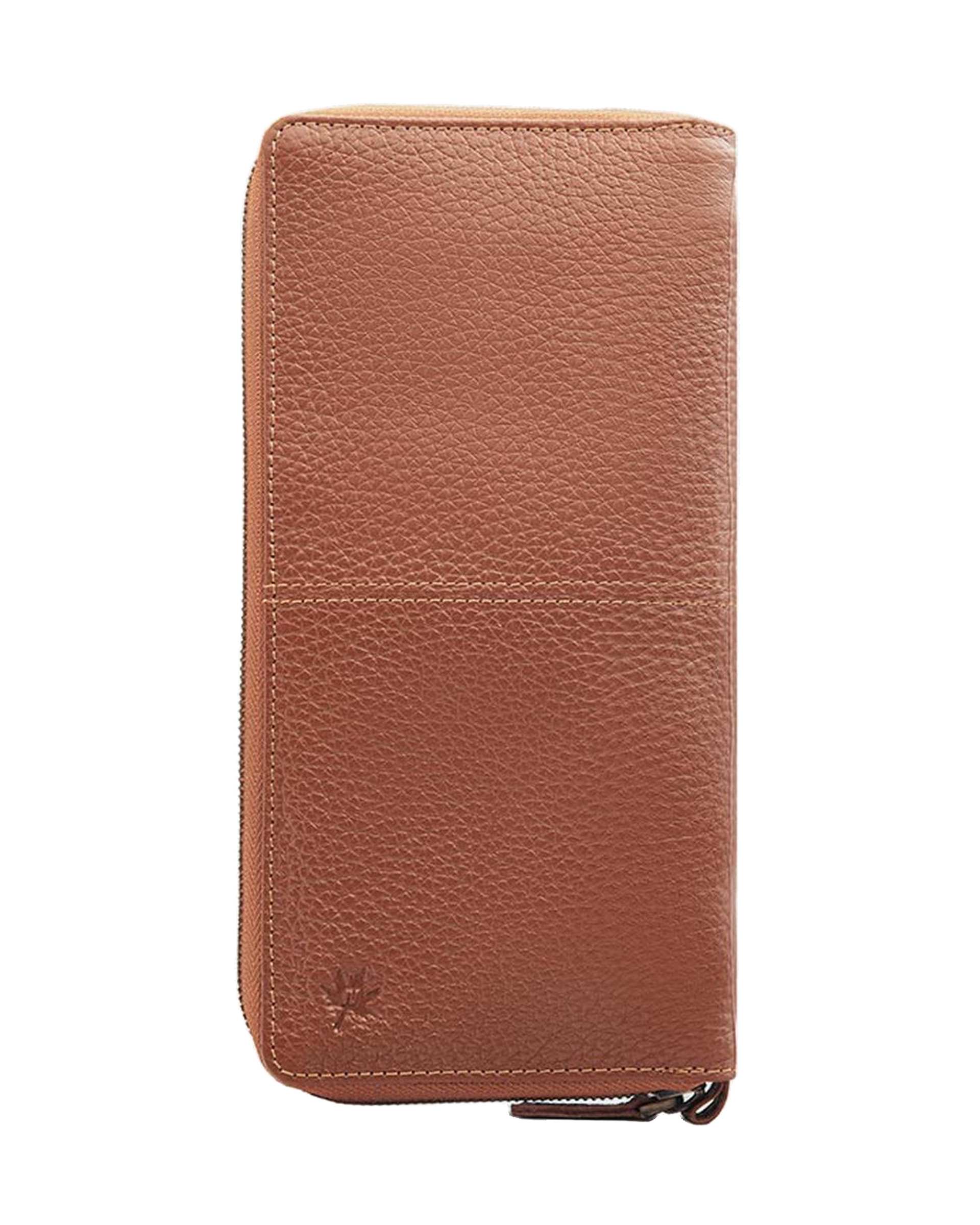 جلد دسته چک چرم عسلی نوین چرم Novin Leather مدل کسری فلوتر BNC338