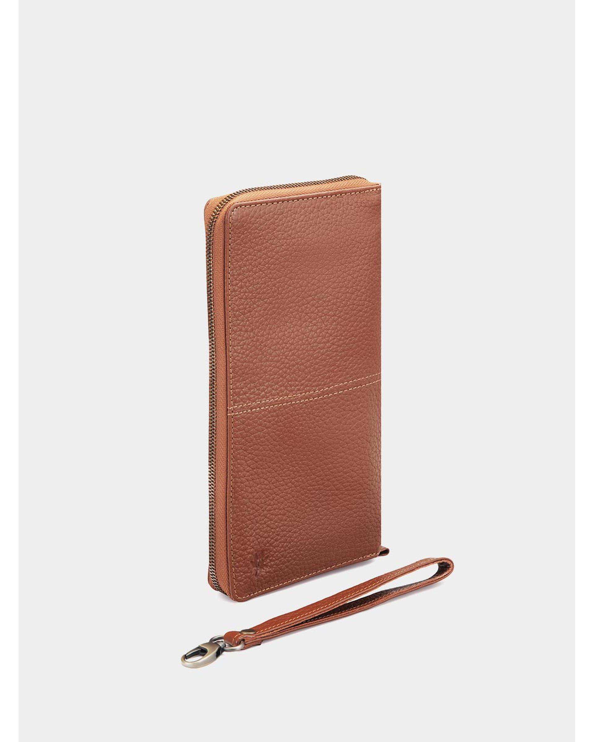 جلد دسته چک چرم عسلی نوین چرم Novin Leather مدل کسری فلوتر BNC338