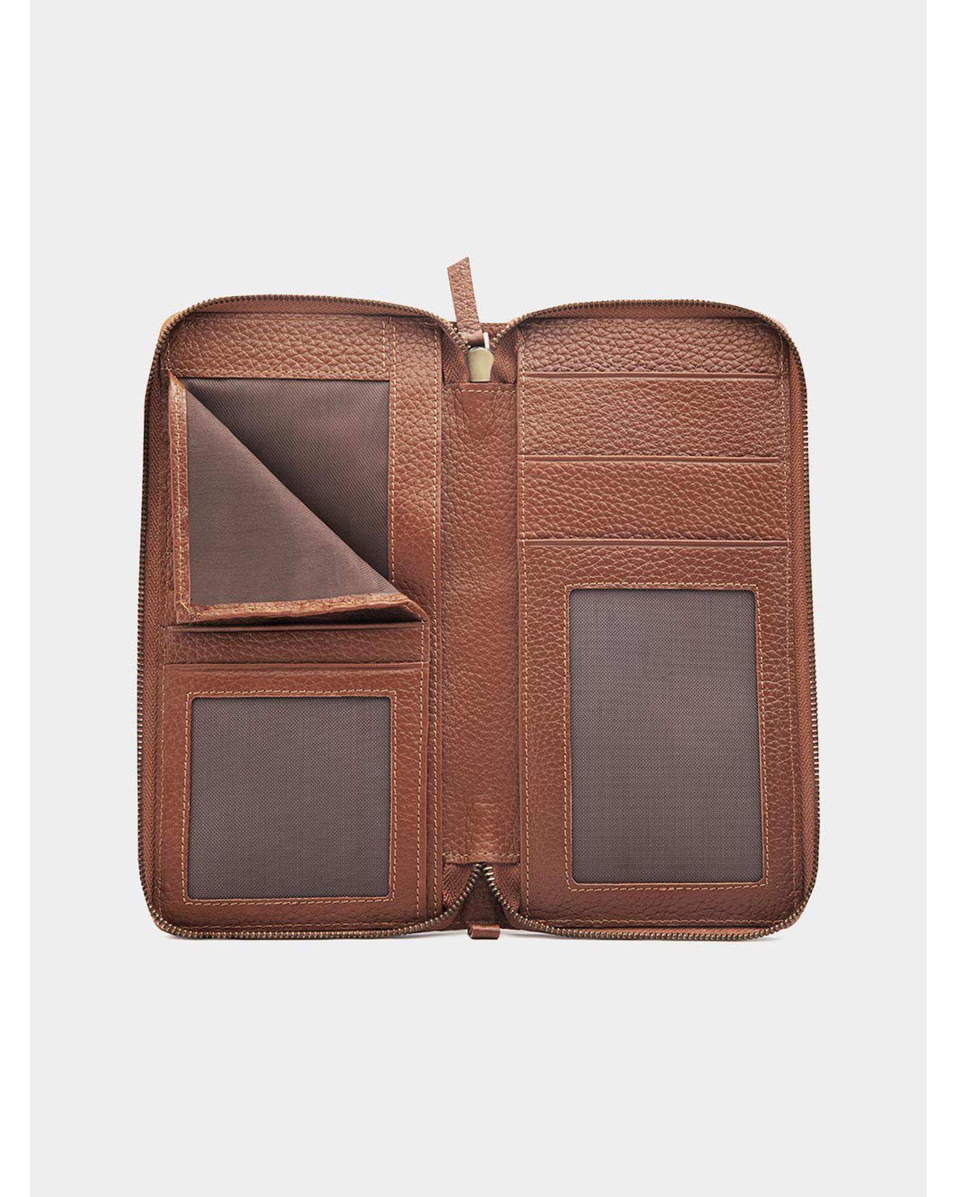 جلد دسته چک چرم عسلی نوین چرم Novin Leather مدل کسری فلوتر BNC338