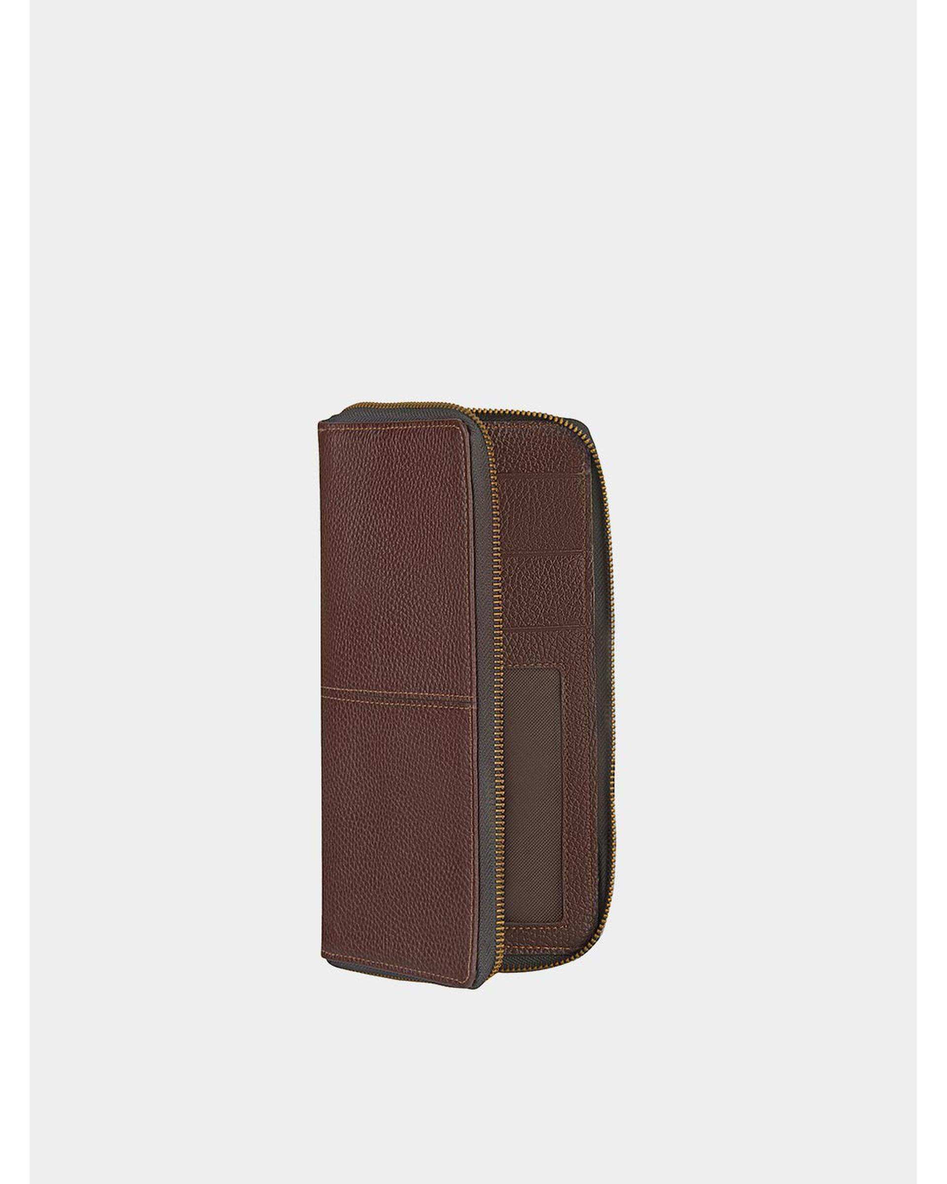 جلد دسته چک چرم قهوه ای نوین چرم Novin Leather مدل کسری فلوتر BNC338