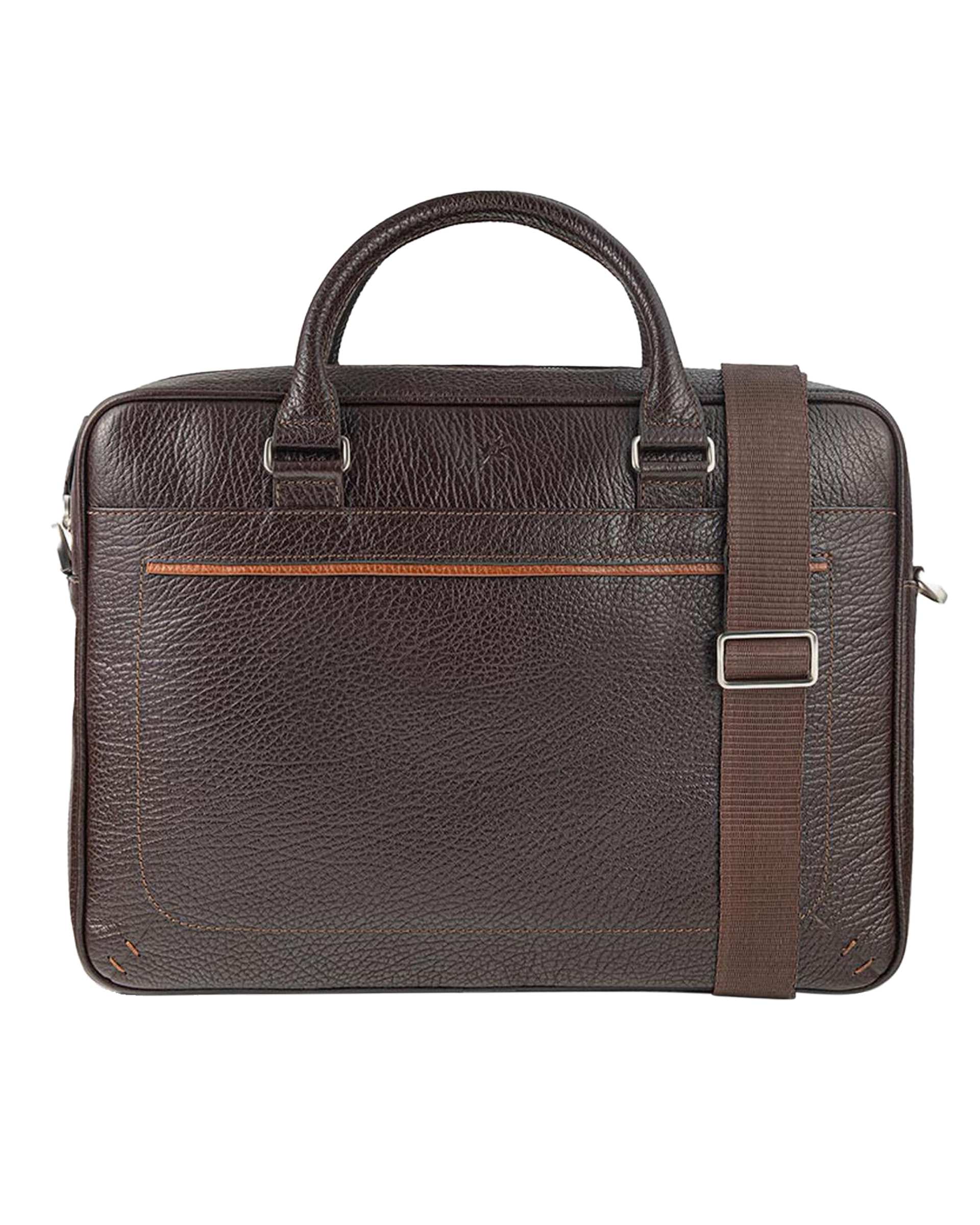 کیف اداری چرم مردانه قهوه ای ساتن نوین چرم Novin Leather مدل لاویدا BE5057