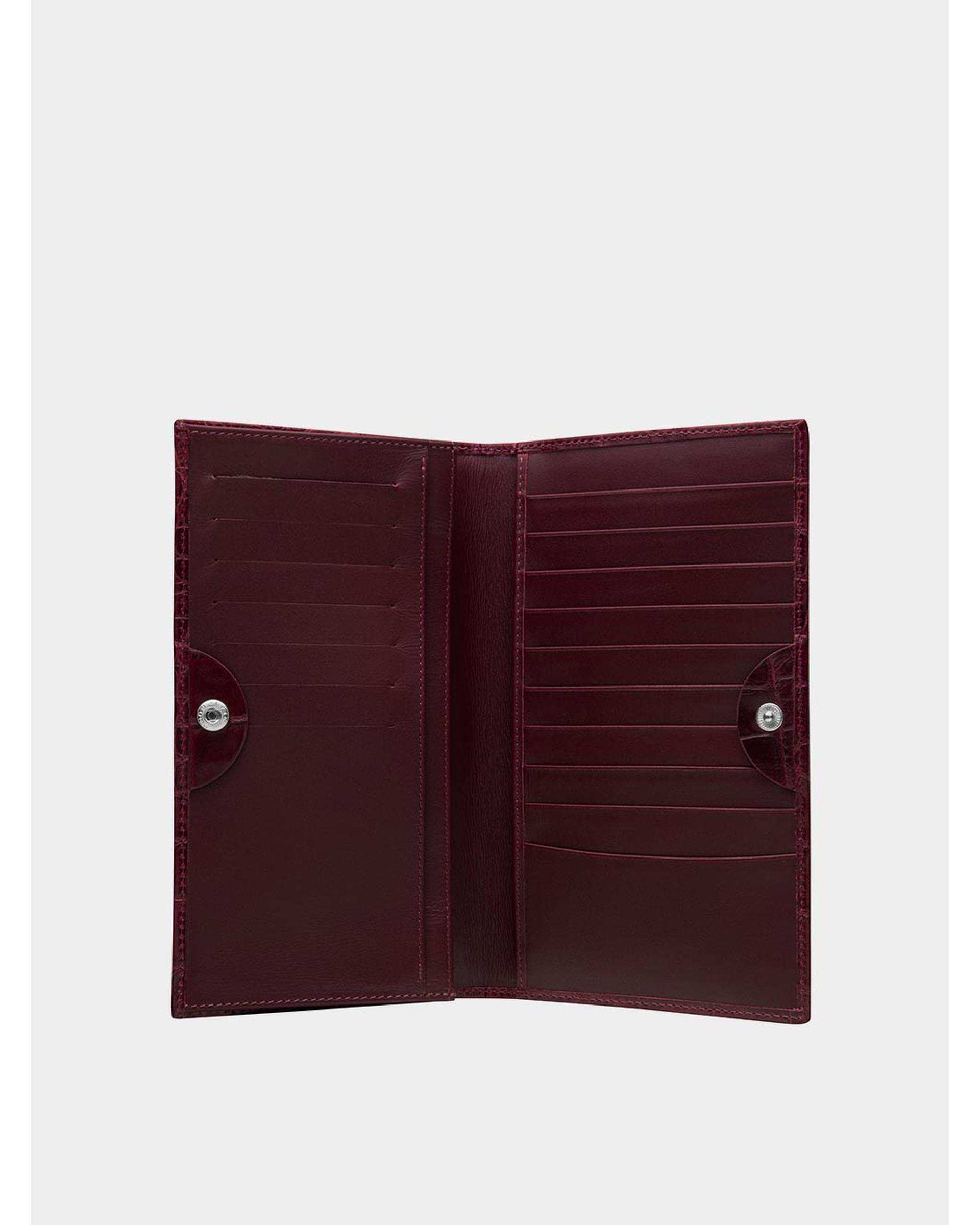 کیف پول کتی چرم زرشکی نوین چرم Novin Leather مدل هوگل WT2139