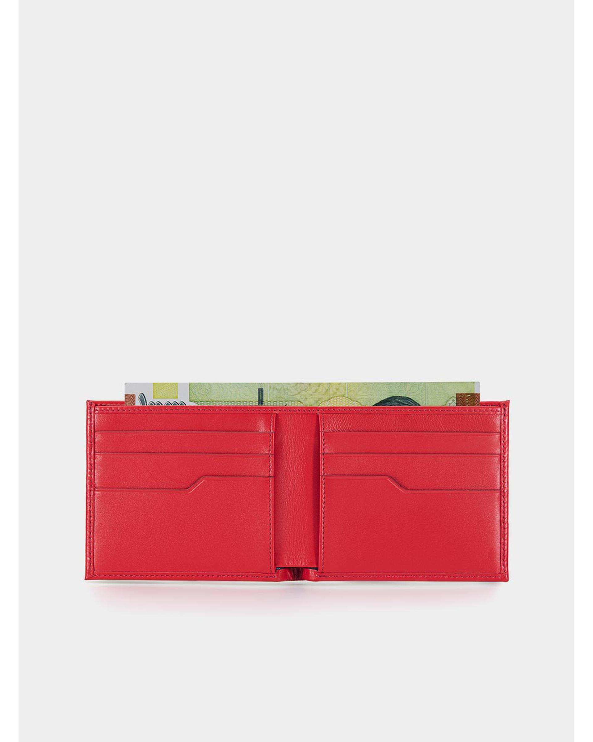 کیف پول جیبی چرم زنانه قرمز نوین چرم Novin Leather مدل آمادورا PE2657
