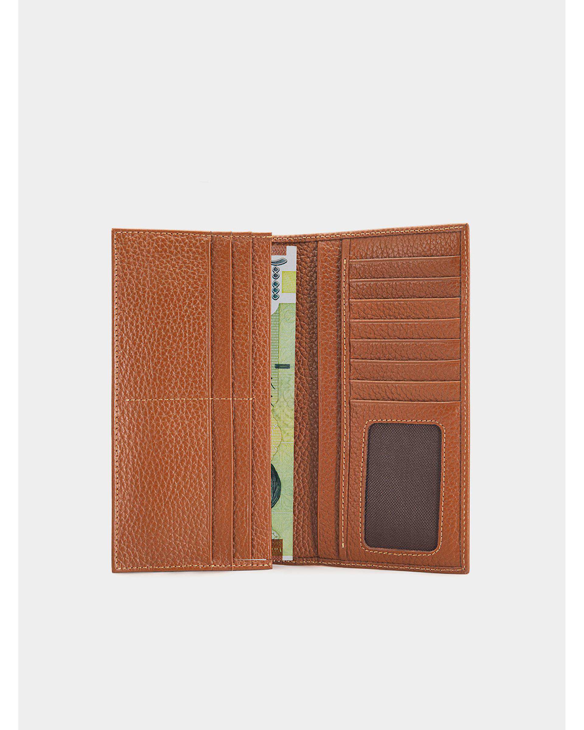 کیف پول کتی چرم عسلی نوین چرم Novin Leather مدل نویان WT2147