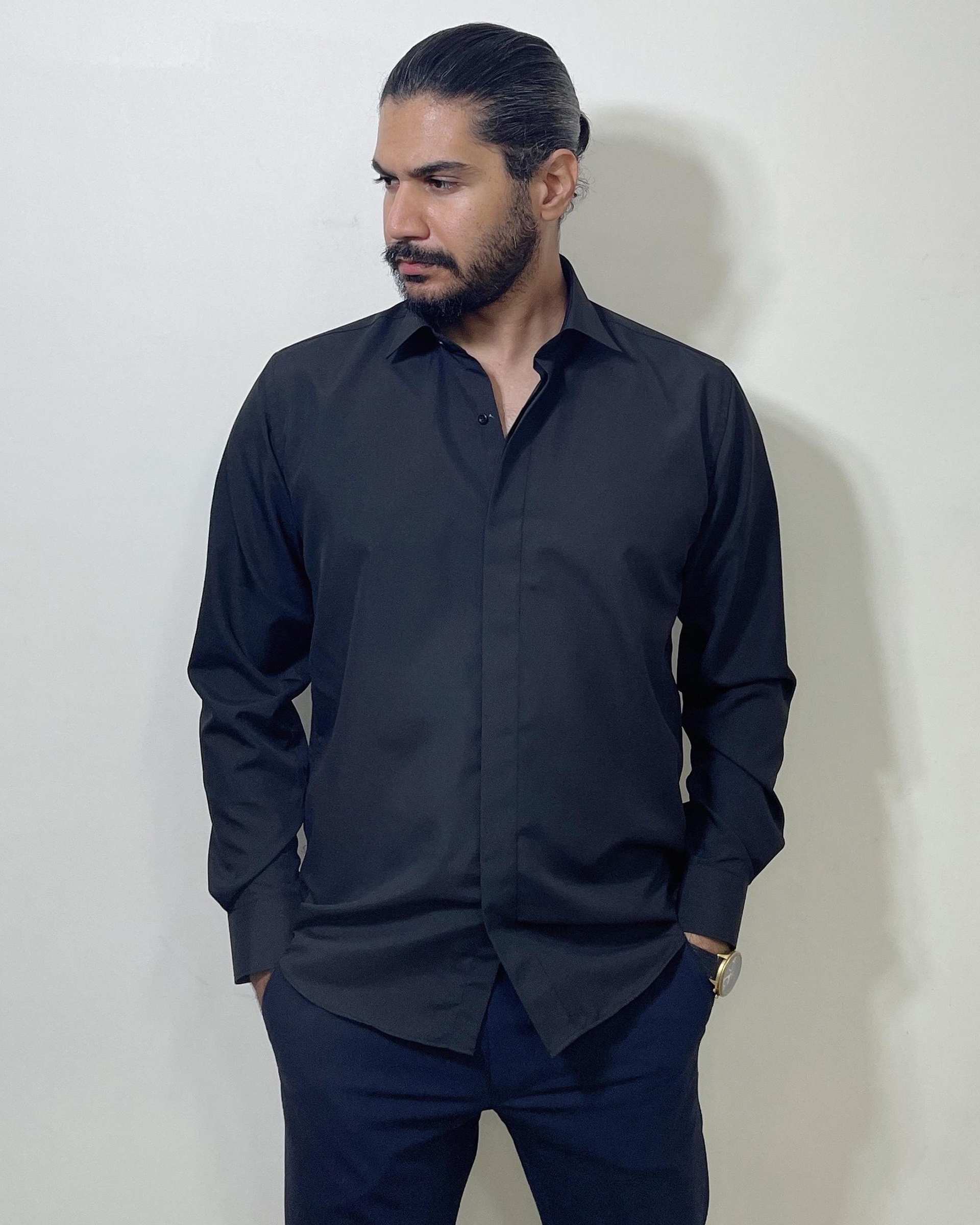 پیراهن مردانه مشکی دیورسو Diverso کد 4896