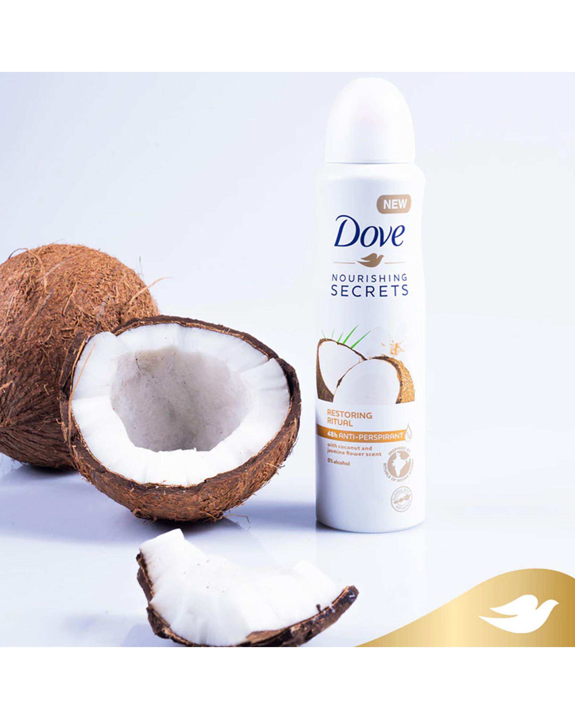 اسپری ضد تعریق زنانه داو Dove رایحه نارگیل و یاسمن کد 103 حجم 150ml