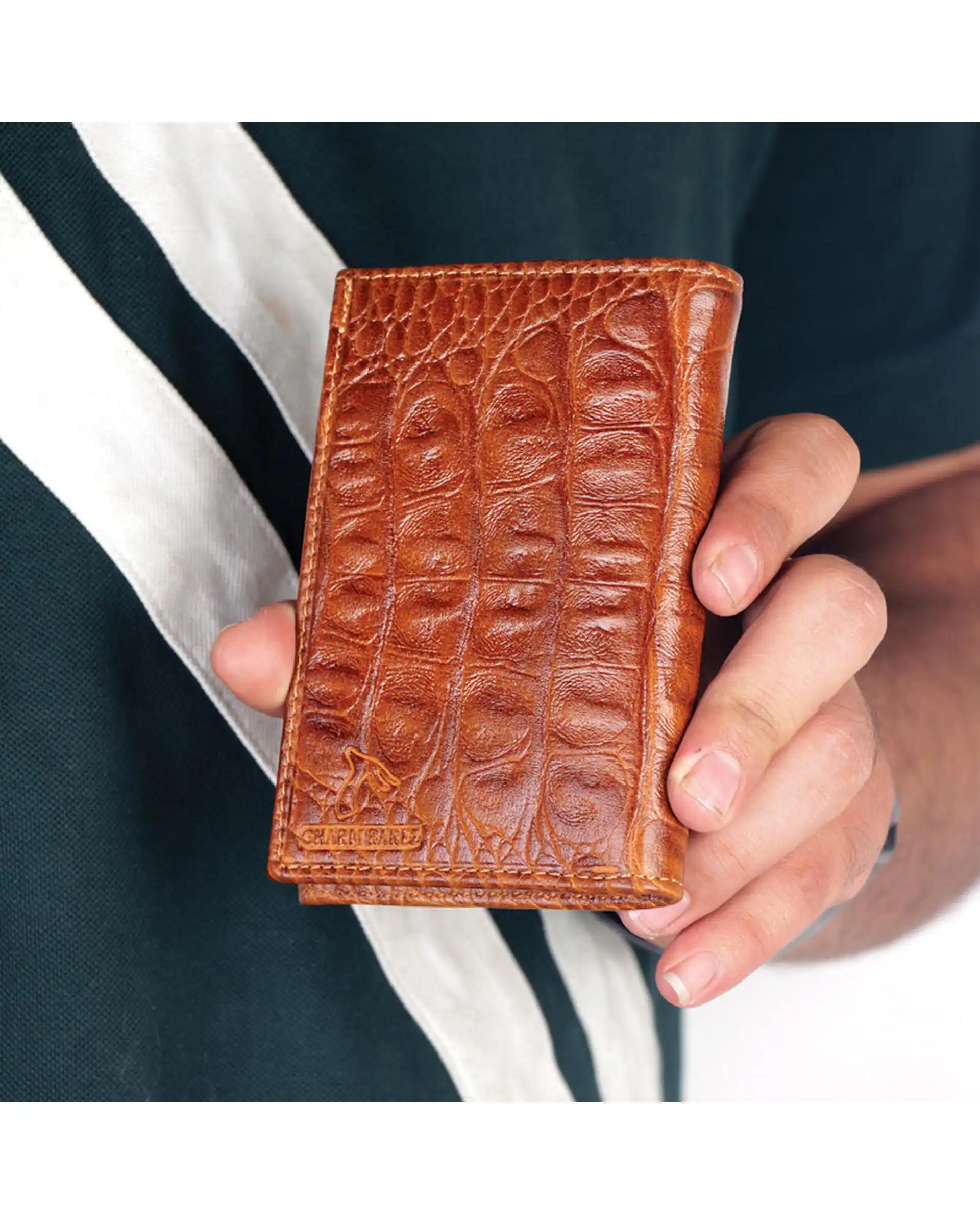 کیف پول چرم مردانه عسلی چرم بارز Charm Barez مدل DM102.KO