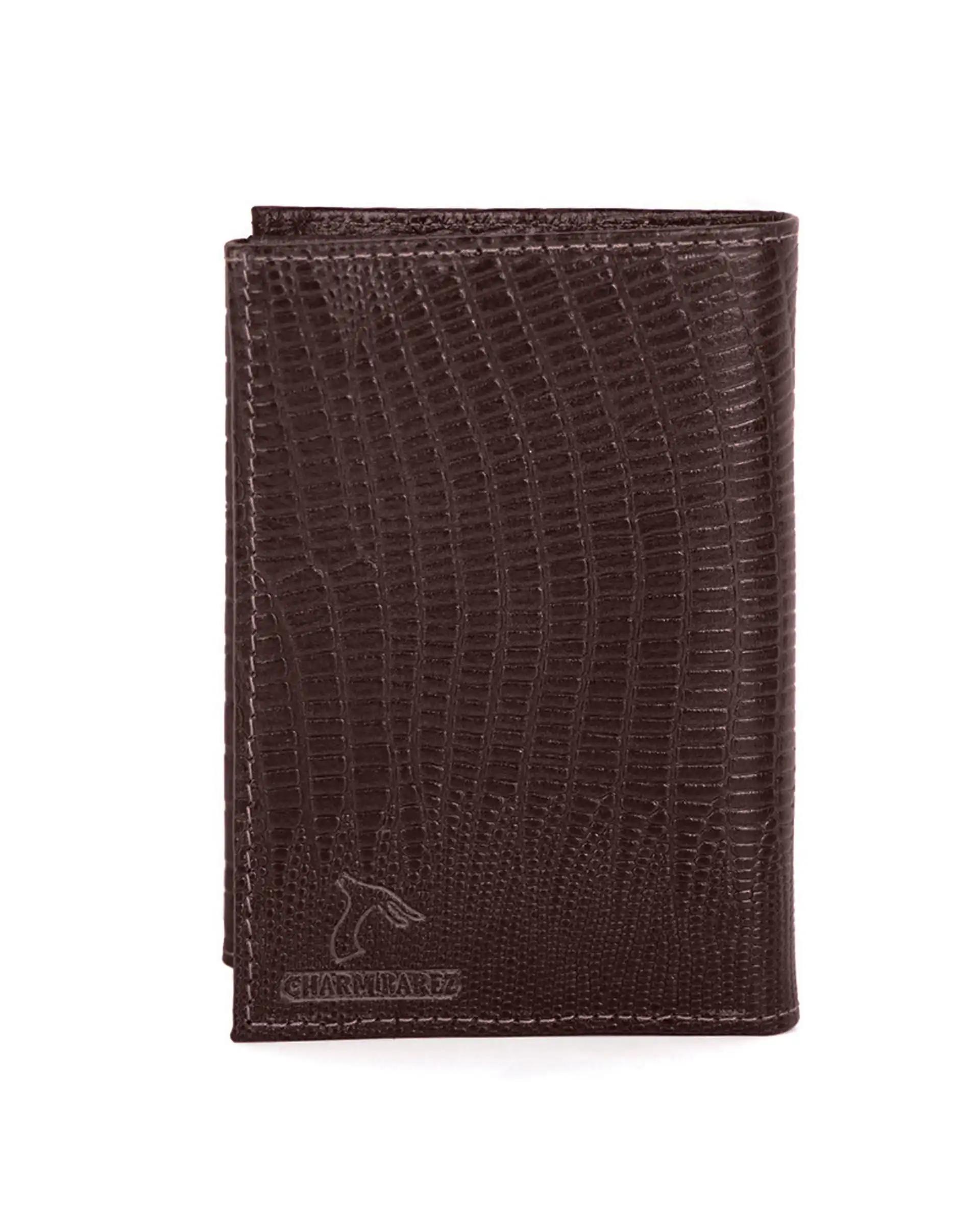 کیف پول چرم مردانه قهوه ای چرم بارز Charm Barez مدل DM102.LIZARD