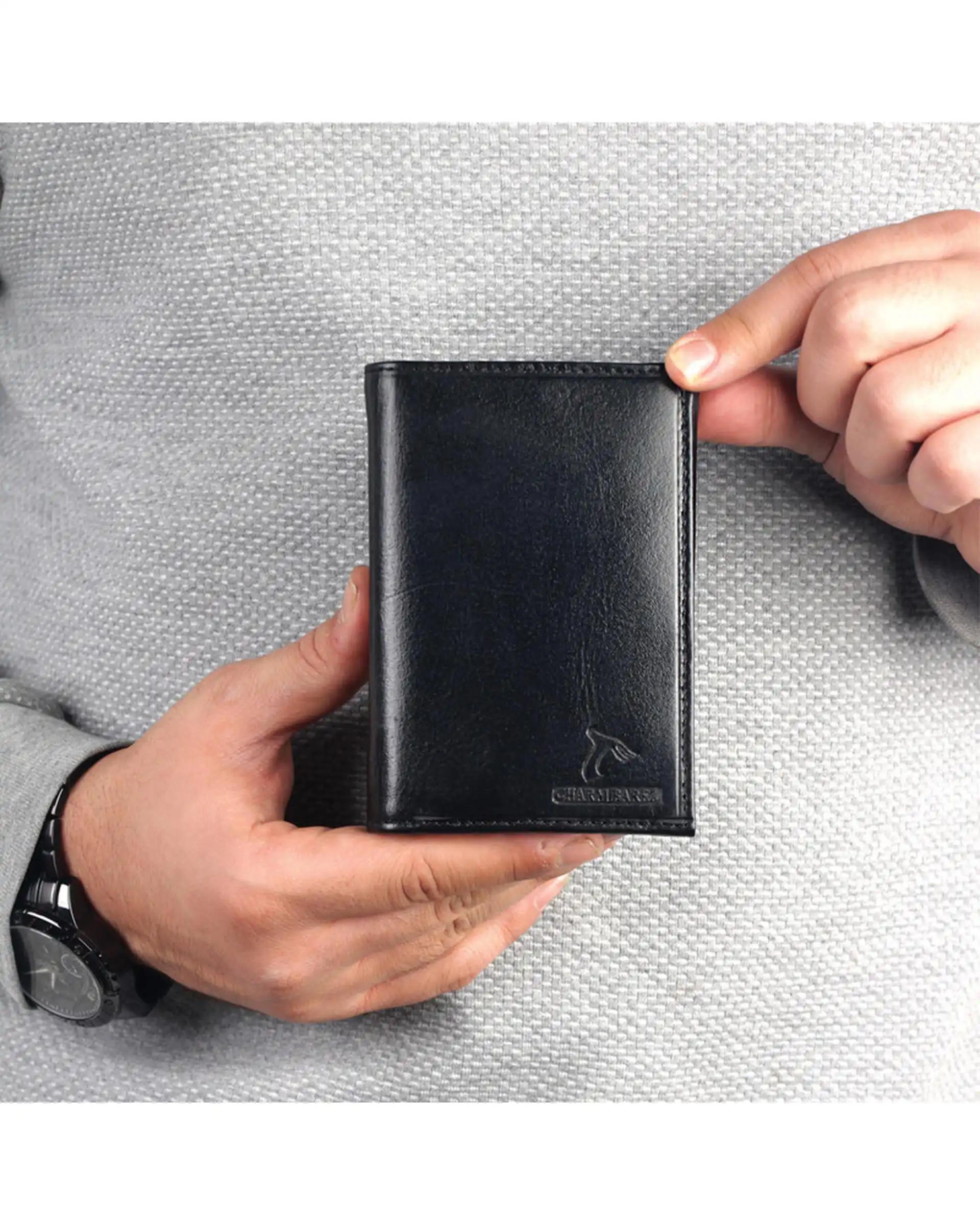 کیف پول چرم مردانه مشکی چرم بارز Charm Barez مدل DM102