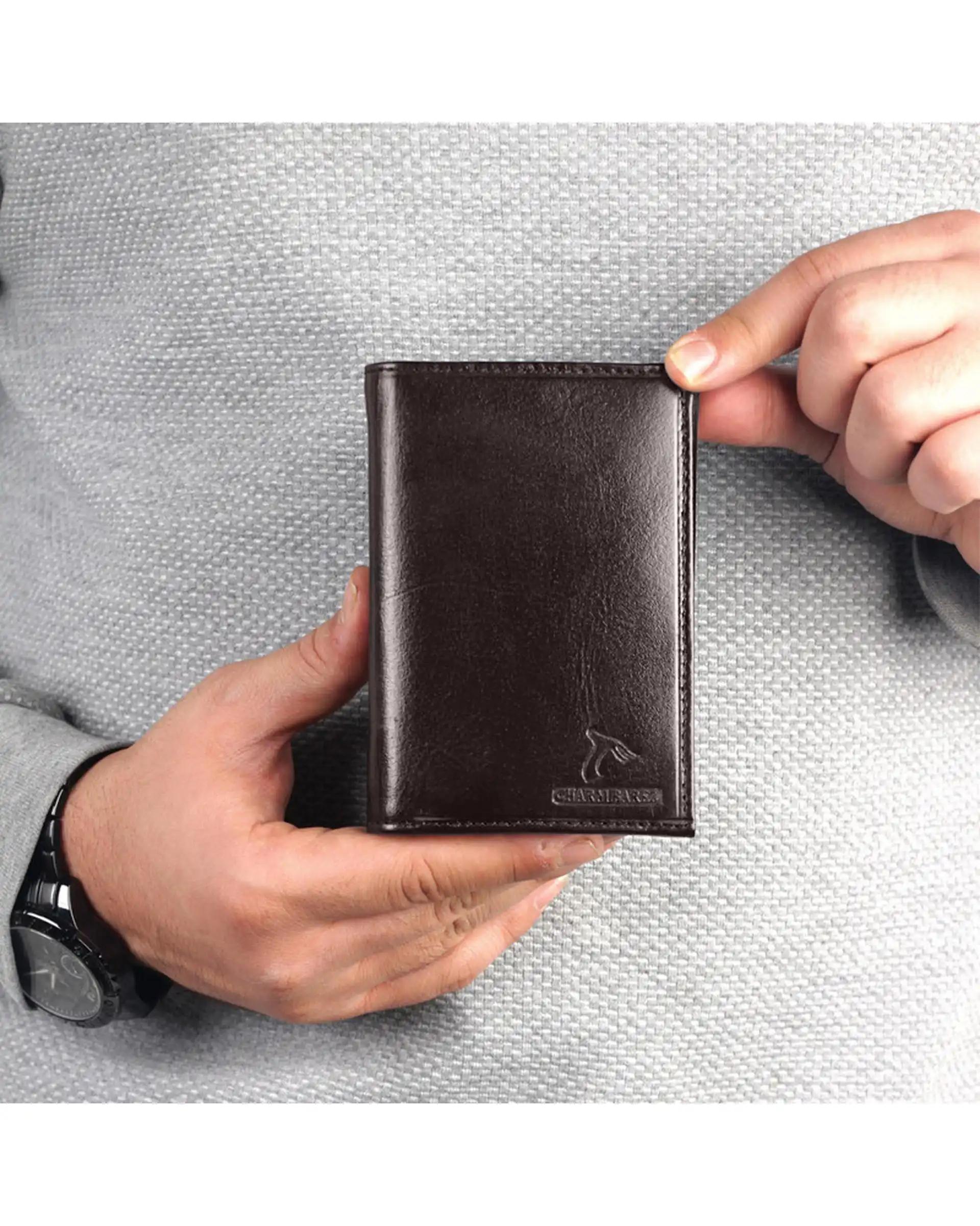 کیف پول چرم مردانه قهوه ای چرم بارز Charm Barez مدل DM102
