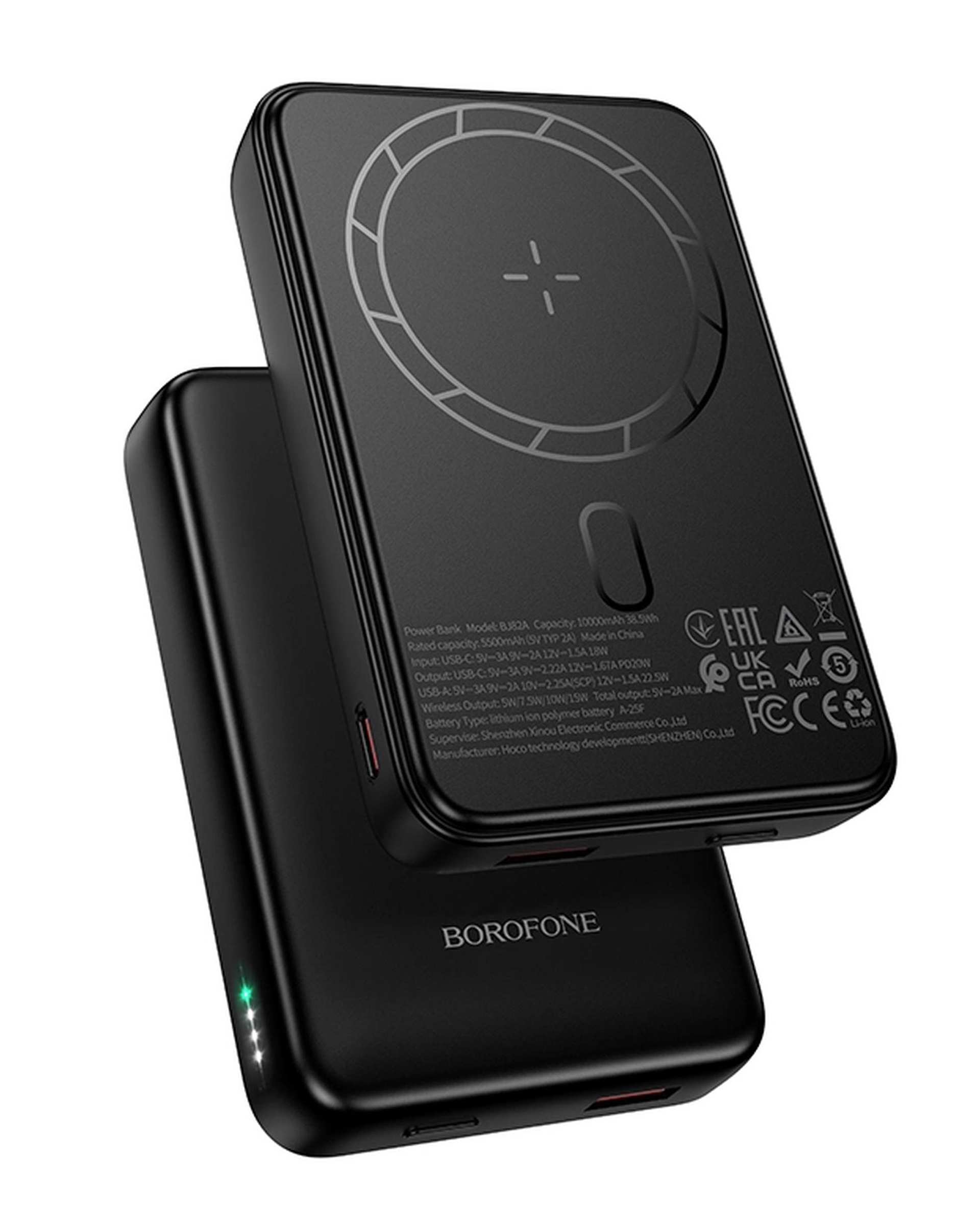 پاوربانک مشکی بروفون Borofone ظرفیت 10000 میلی آمپر ساعت مدل BJ82A