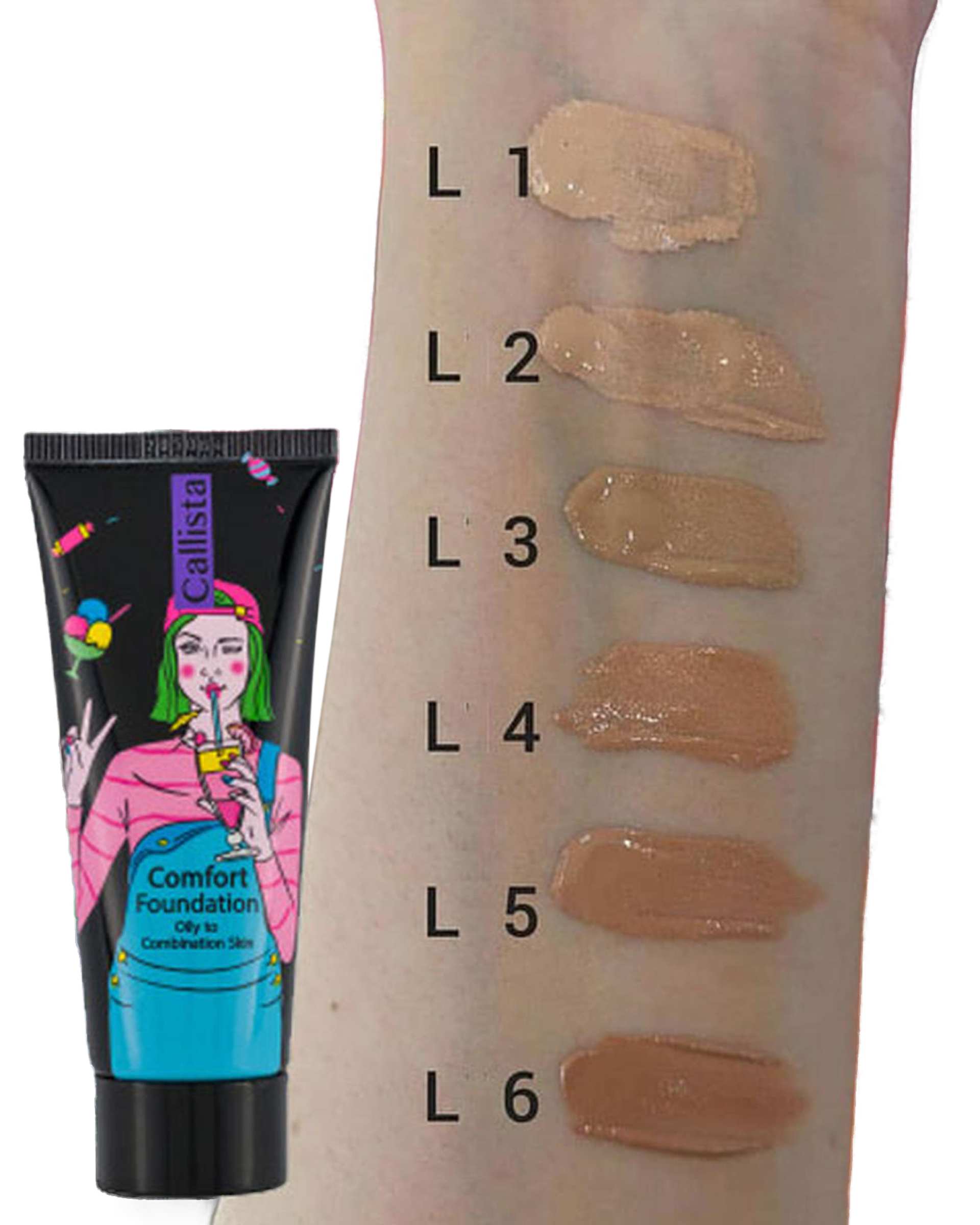 کرم پودر تیوپی کالیستا Callista مدل Comfort شماره L1 حجم 35ml