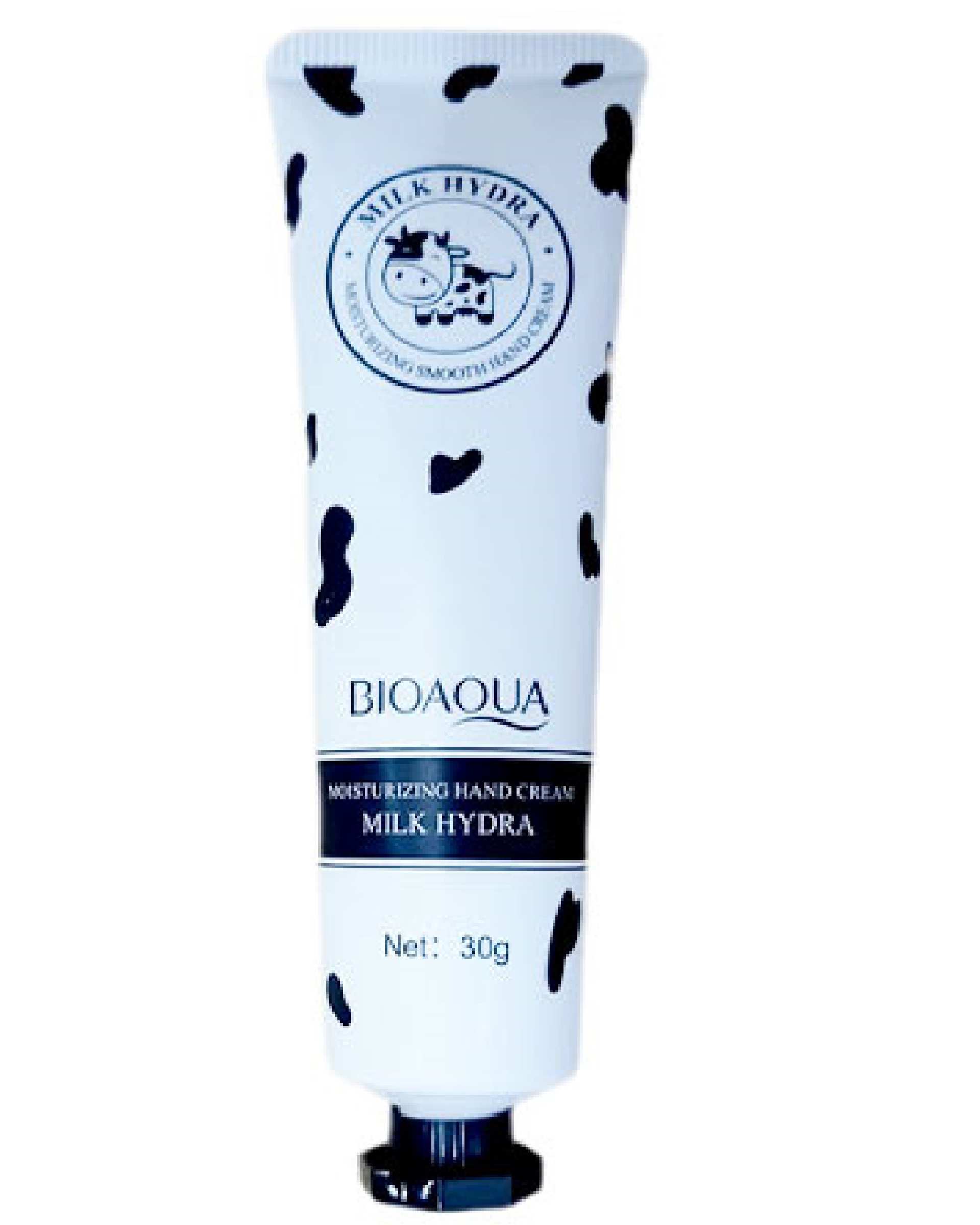 کرم تیوپی آبرسان و مرطوب کننده دست بایوآکوا BIOAQUA مدل شیر گاو حجم 30 میلی لیتر