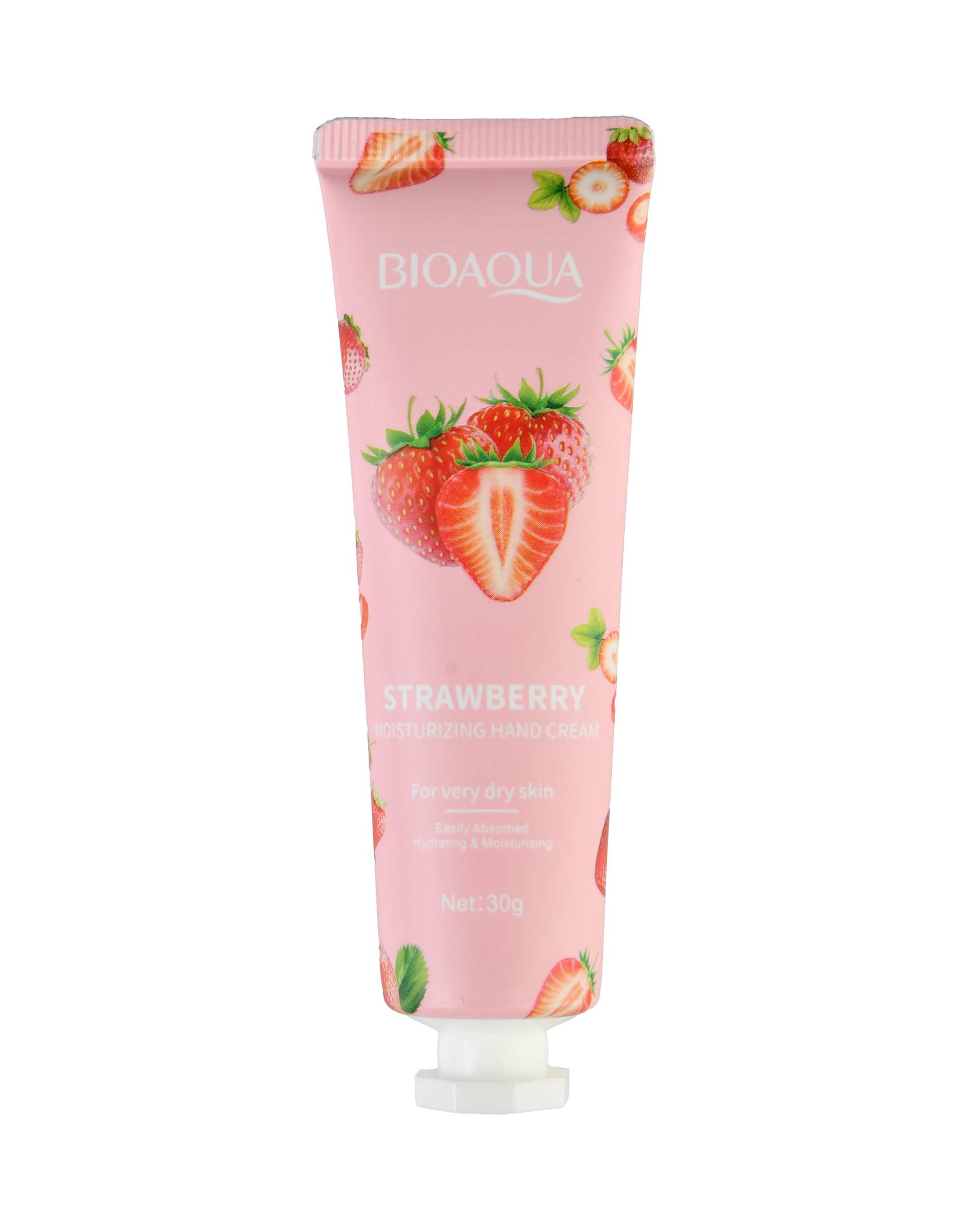 کرم تیوپی آبرسان و مرطوب کننده دست بایوآکوا BIOAQUA مدل توت فرنگی حجم 30 میلی لیتر
