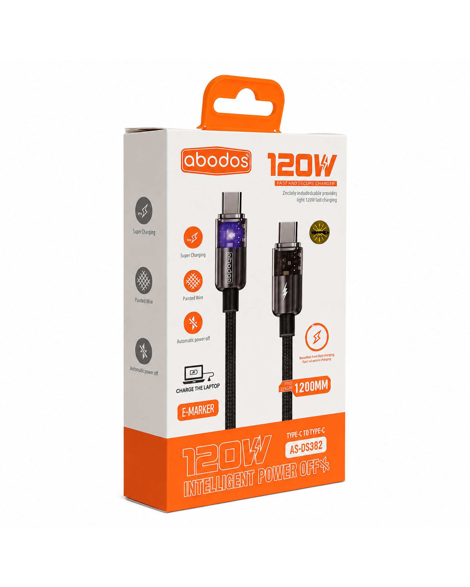 کابل شارژ Type-c به Type-c مشکی آبادوس Abodos مدل AS-DS382