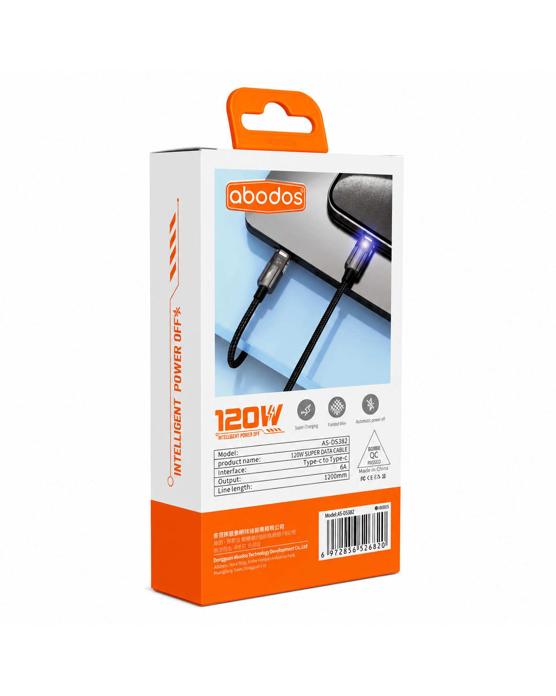 کابل شارژ Type-c به Type-c مشکی آبادوس Abodos مدل AS-DS382