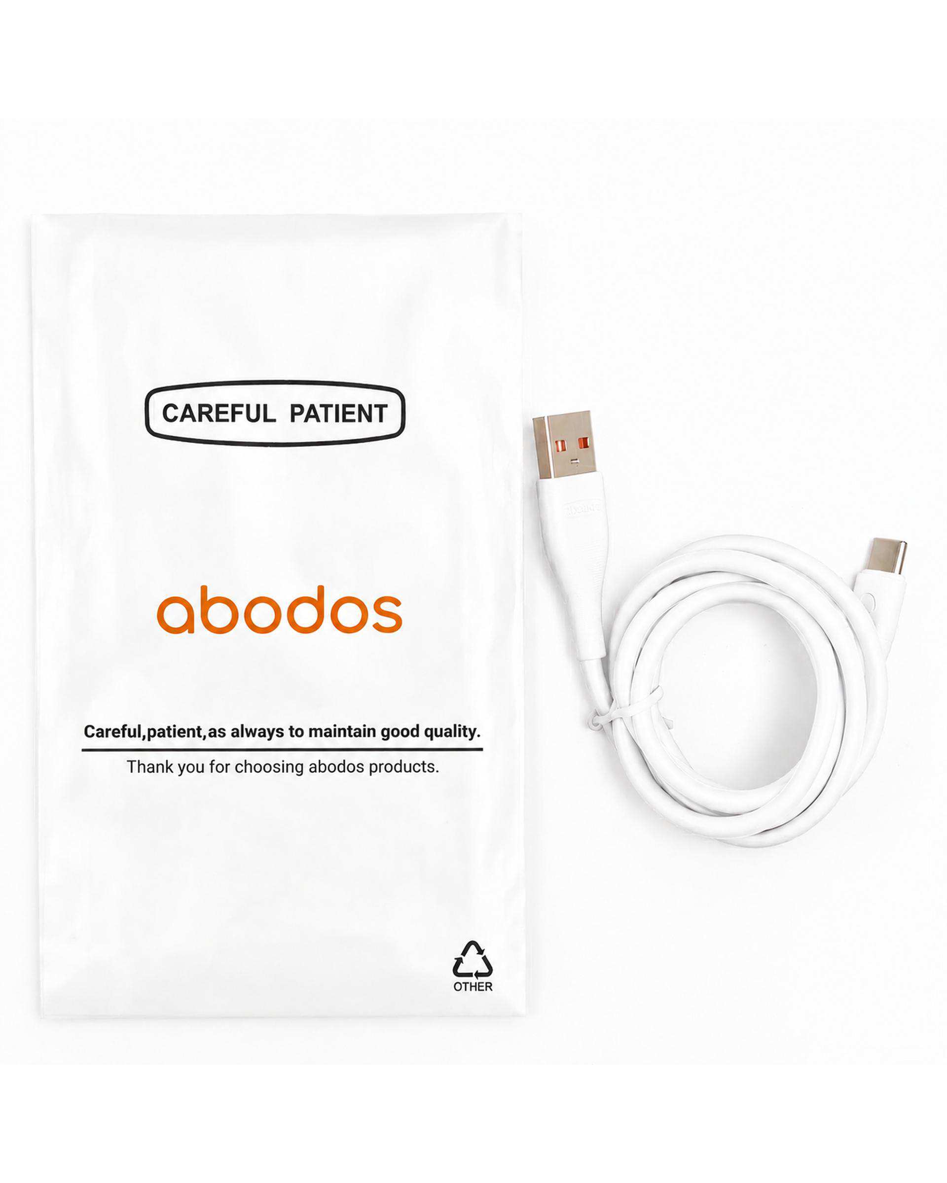 کابل شارژ Type-c سفید آبادوس Abodos مدل AS-DS390