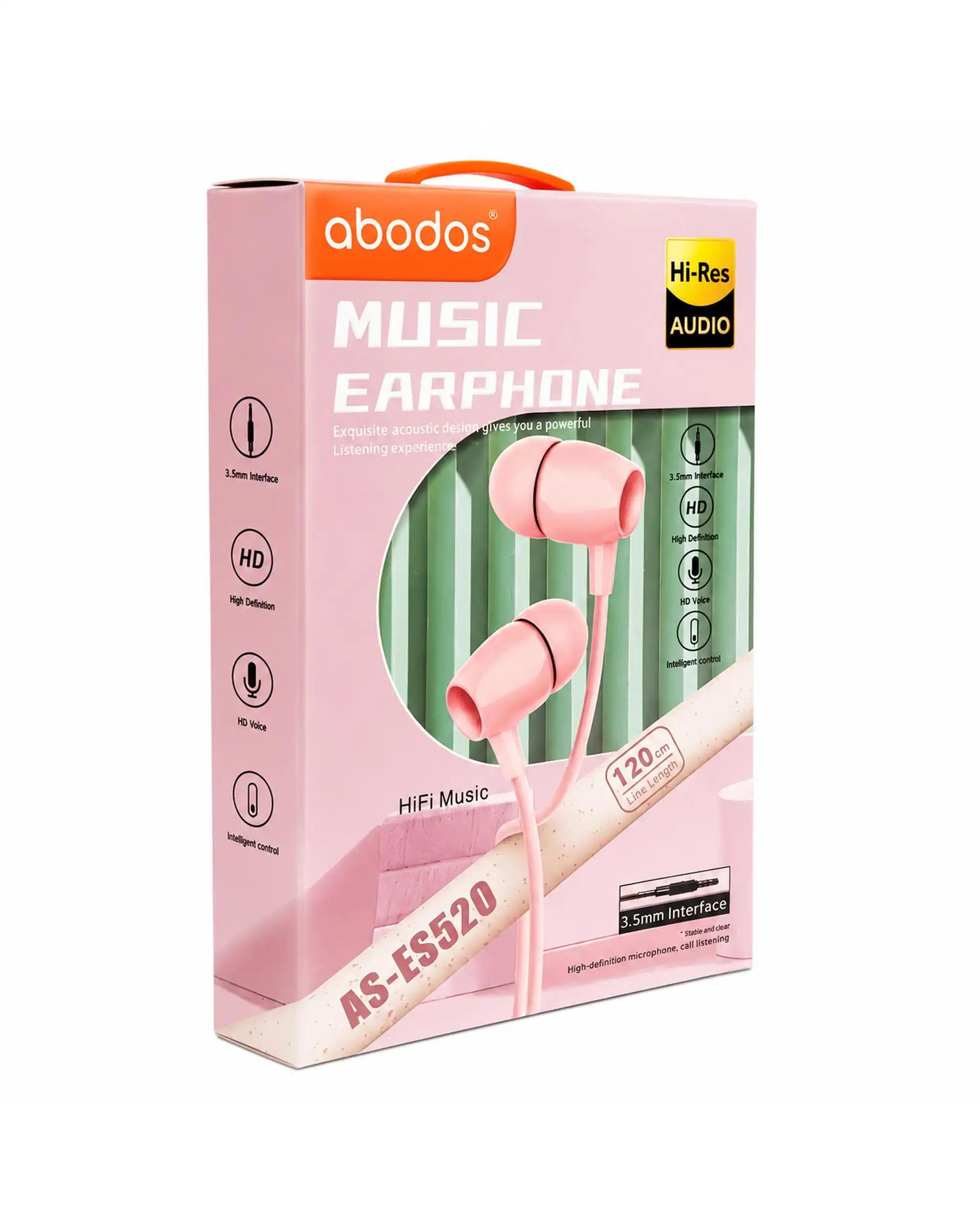 هندزفری باسیم صورتی آبادوس Abodos مدل AS-ES520