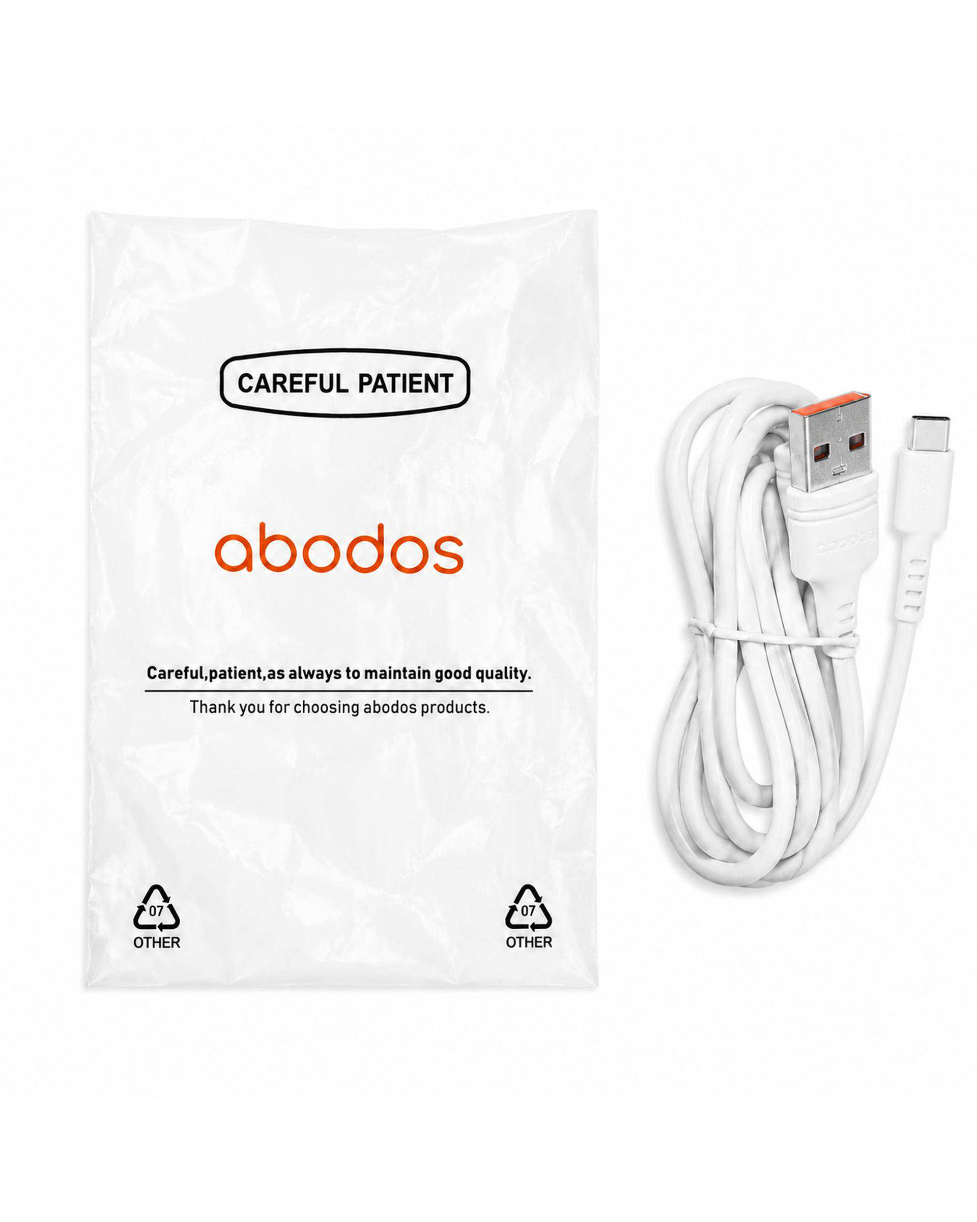 کابل شارژ Type-c سفید آبادوس Abodos مدل AS-DS33
