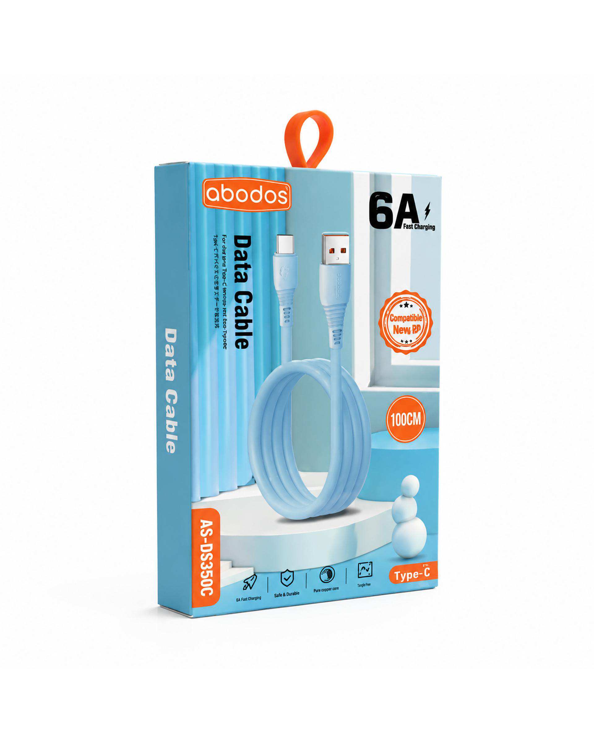کابل شارژ Type-c آبی آبادوس Abodos مدل AS-DS350