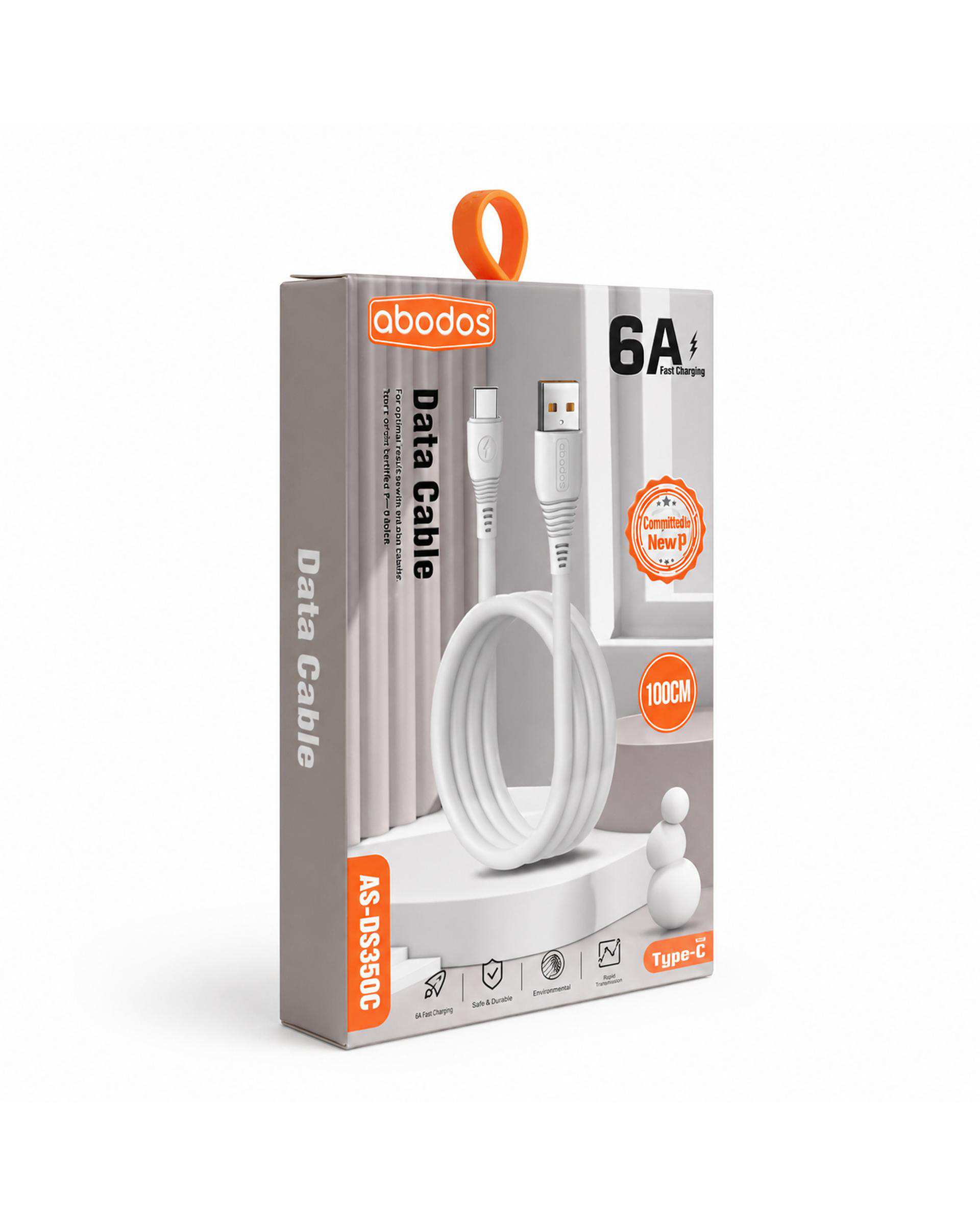 کابل شارژ Type-c سفید آبادوس Abodos مدل AS-DS350