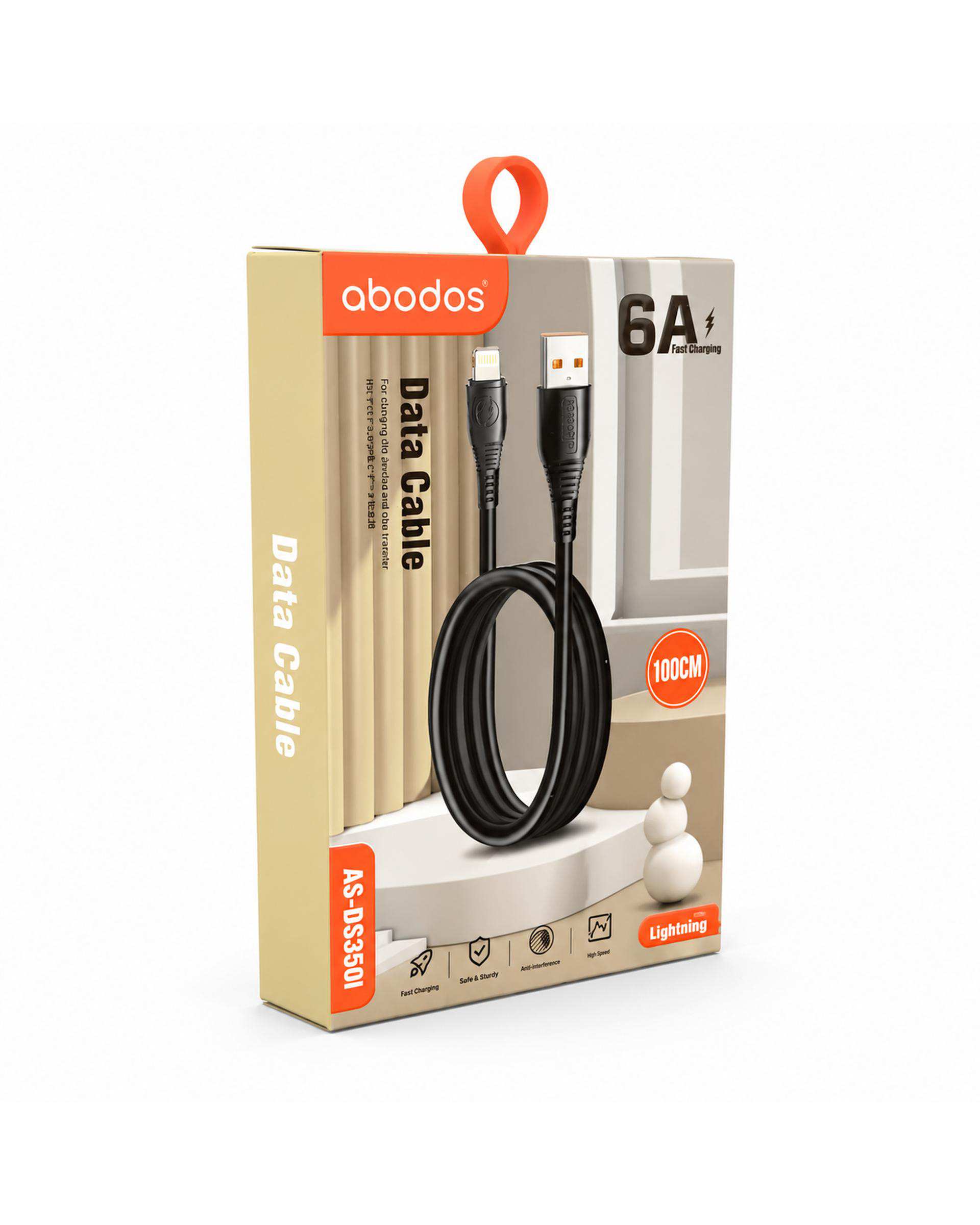 کابل شارژ Lightening مشکی آبادوس Abodos مدل AS-DS350