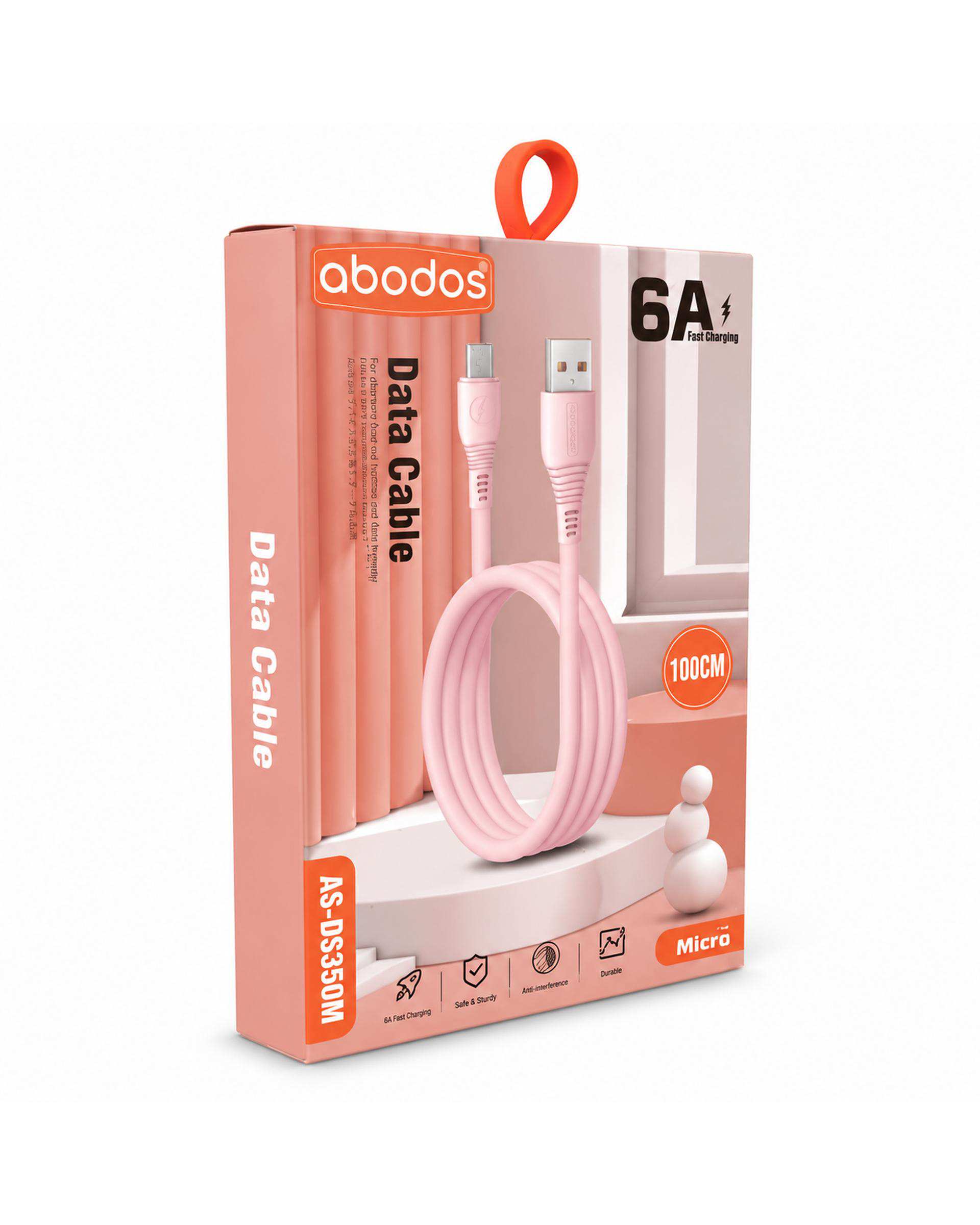 کابل شارژ Micro صورتی آبادوس Abodos مدل AS-DS350