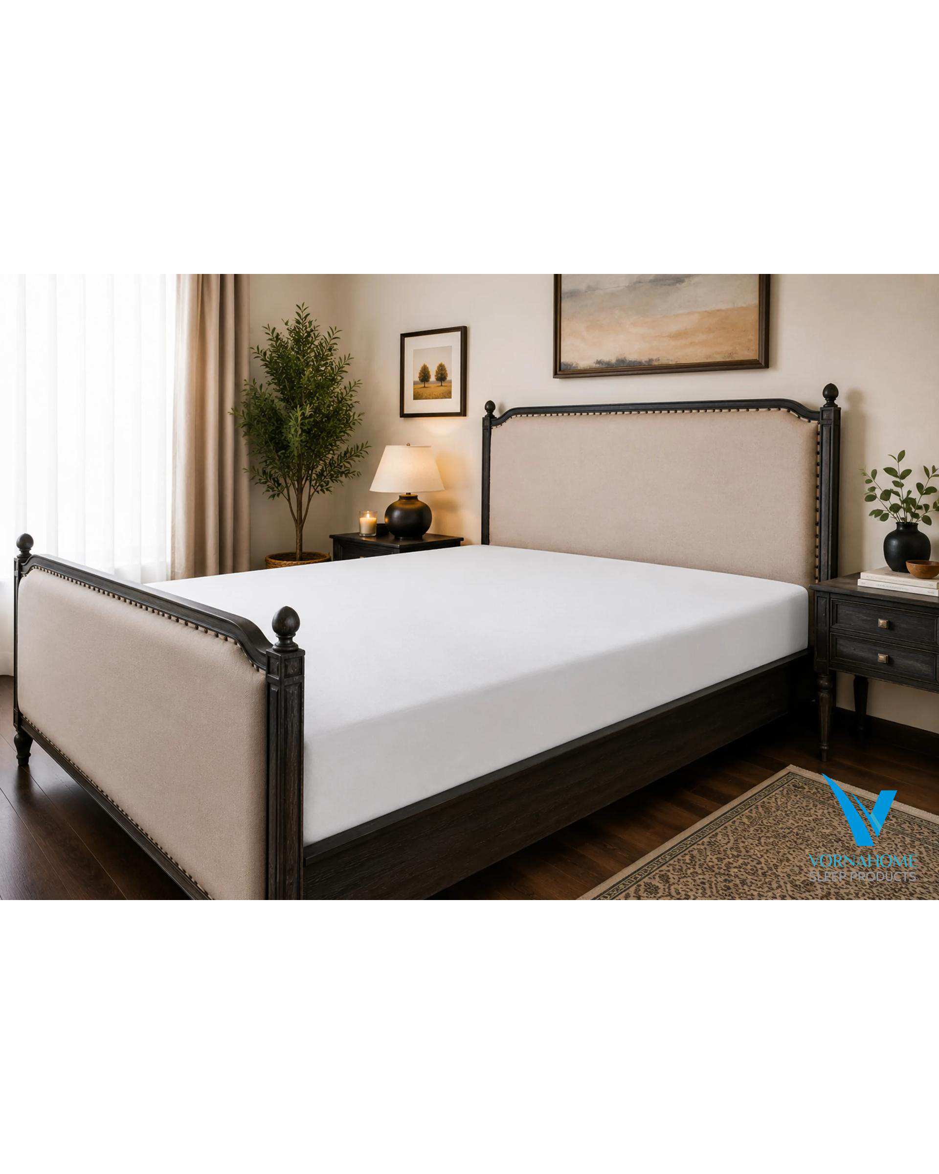 محافظ تشک یک نفره سایز 70×130 ضد آب ساده سفید ورنا هوم Vornahome