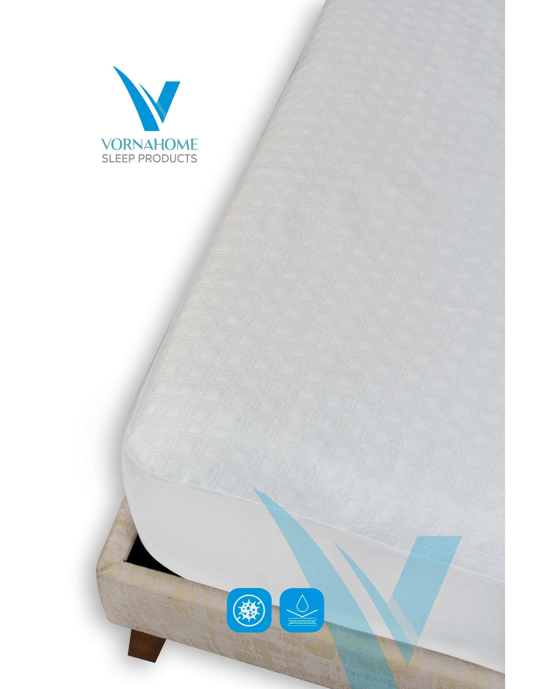 محافظ تشک یک نفره سایز 120×200 ضد آب کامفورت سفید ورنا هوم Vornahome