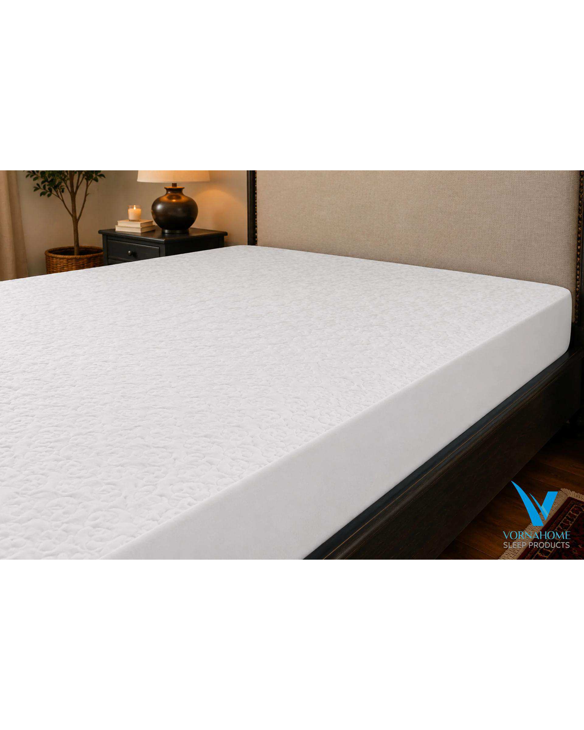 محافظ تشک دو نفره سایز 140×200 کتان ضد آب سفید ورنا هوم Vornahome