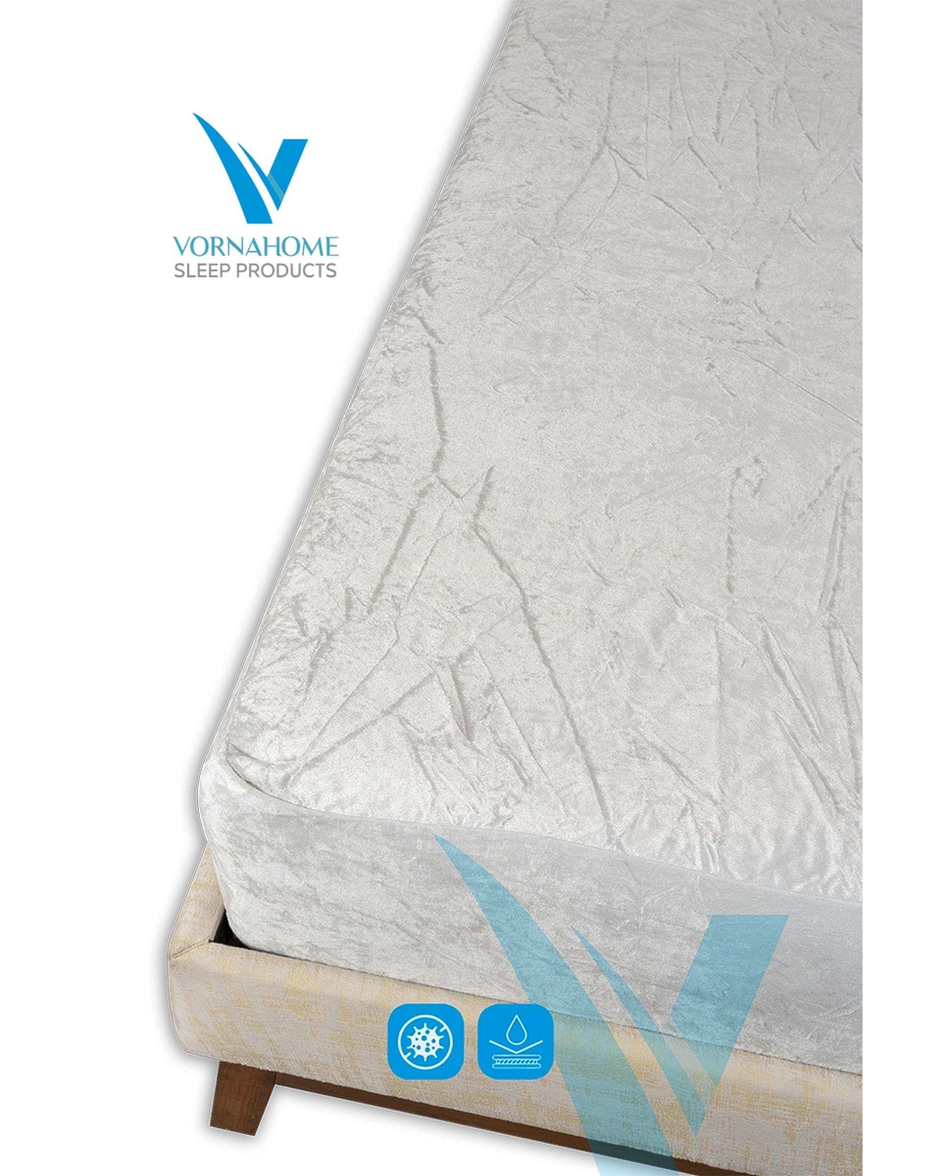نیم ست محافظ تشک دو نفره سایز 140×200 ضد آب نقره ای ورنا هوم Vornahome مدل ورنا پرو Vorna Pro