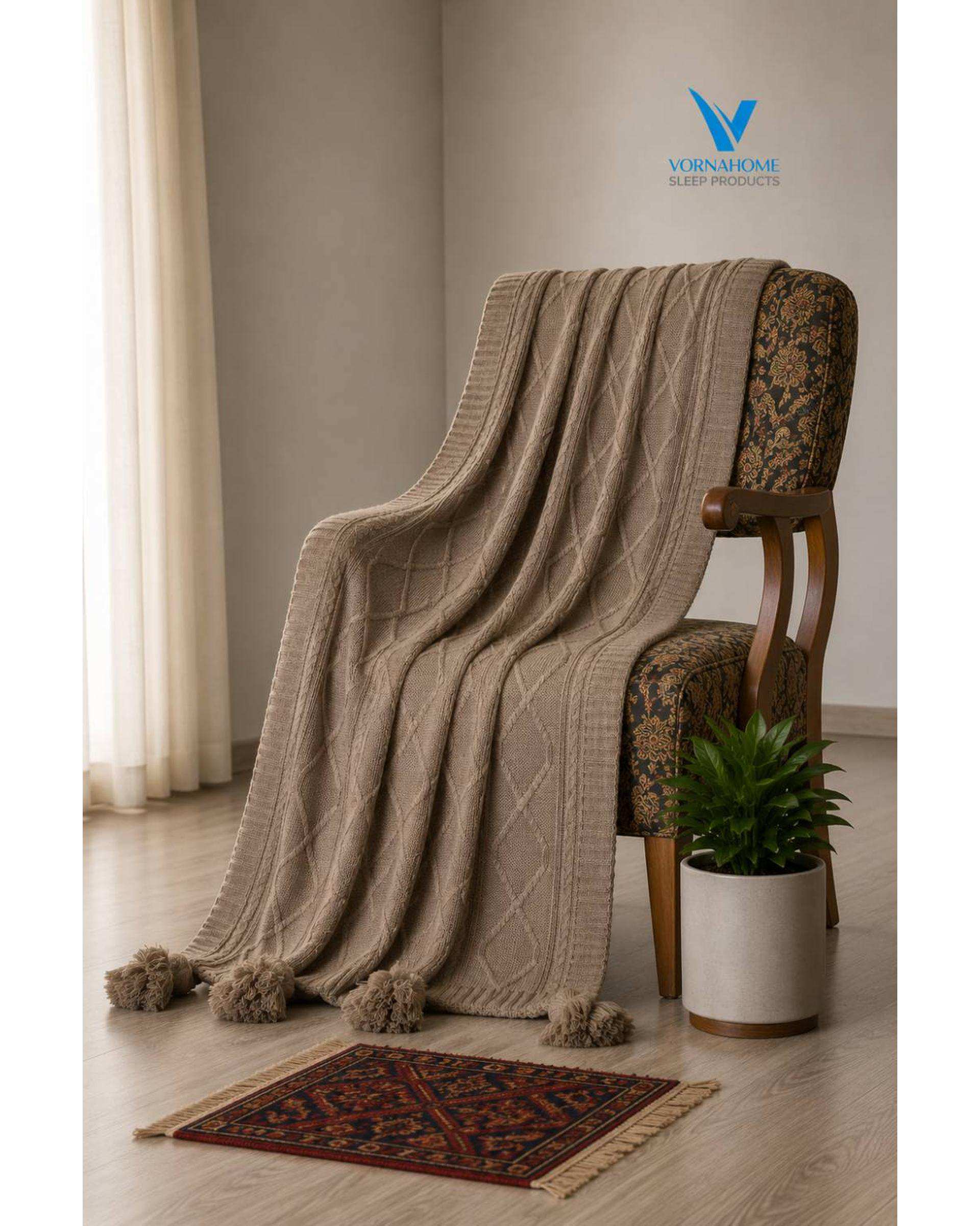 شال مبل سایز 180×140 نسکافه ای ورنا هوم Vornahome طرح دیانا