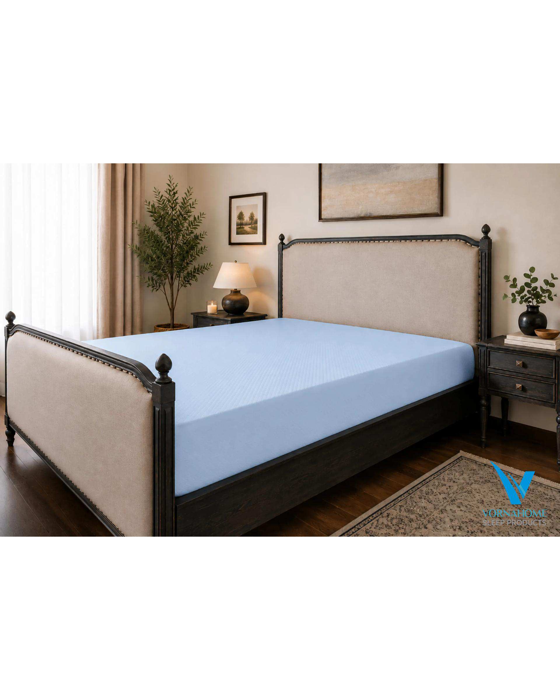 محافظ تشک ضد آب رنگی یک نفره سایز 180×80 آبی روشن ورنا هوم Vornahome