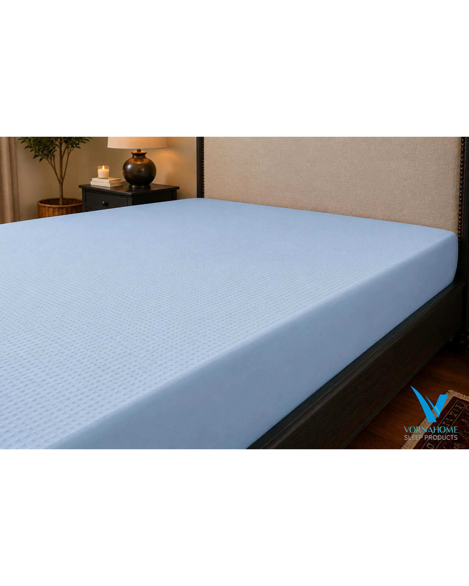 محافظ تشک ضد آب رنگی یک نفره سایز 100×200 آبی روشن ورنا هوم Vornahome