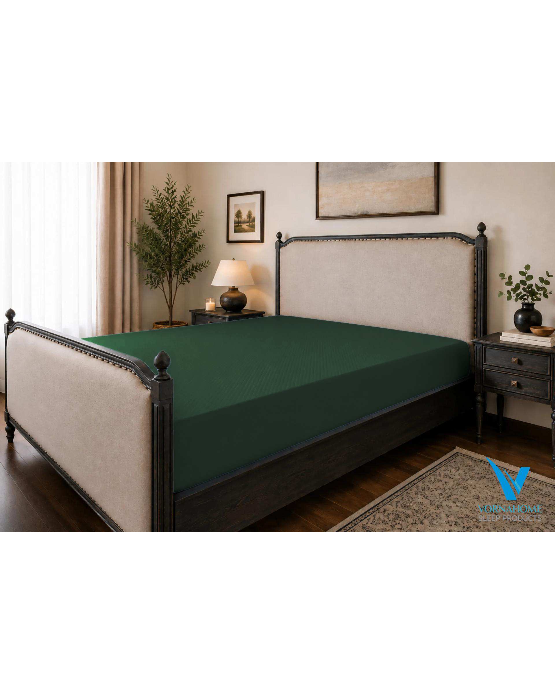 محافظ تشک ضد آب رنگی دو نفره سایز 160×200 سبز تیره ورنا هوم Vornahome