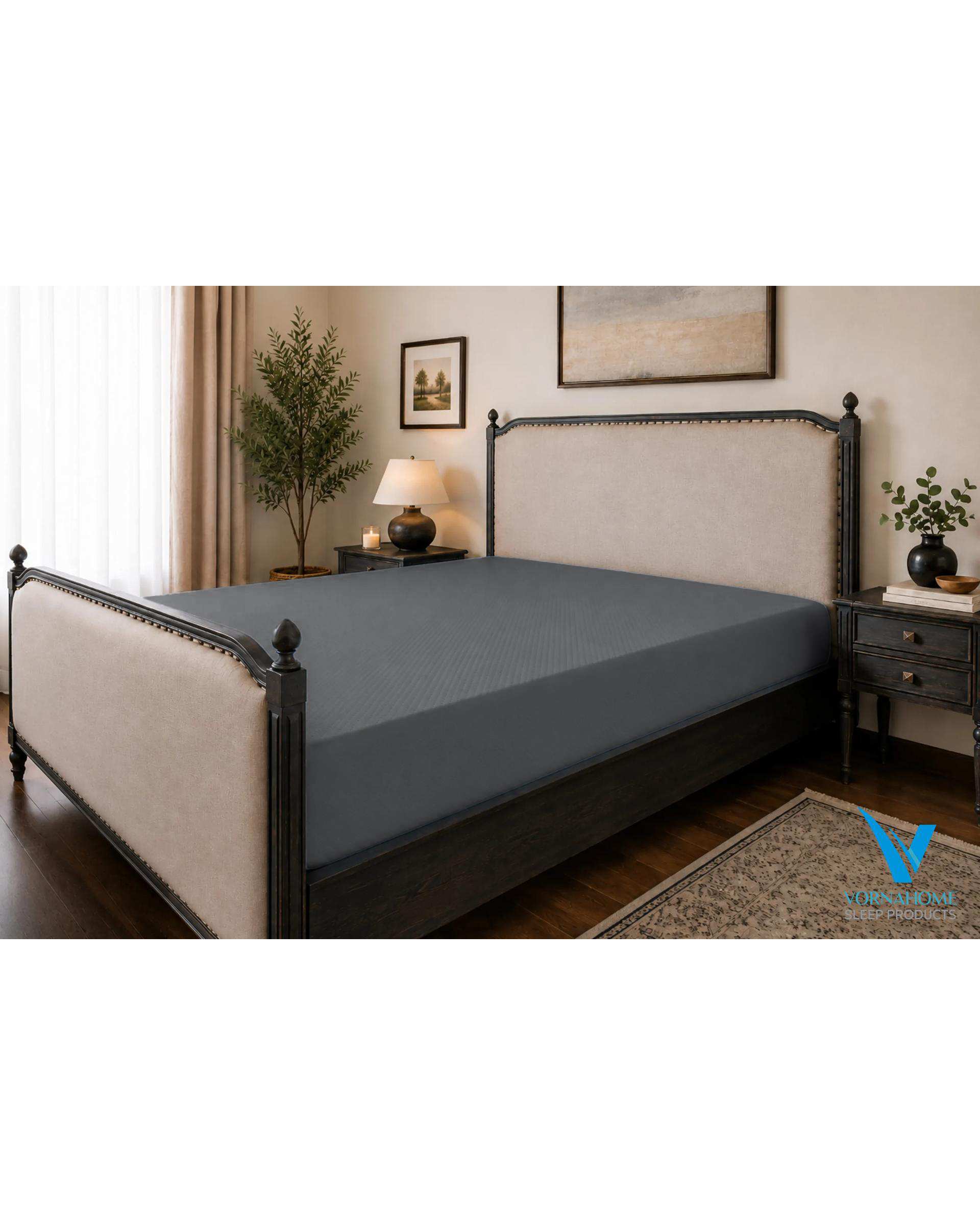 محافظ تشک ضد آب رنگی یک نفره سایز 200×120 طوسی ورنا هوم Vornahome