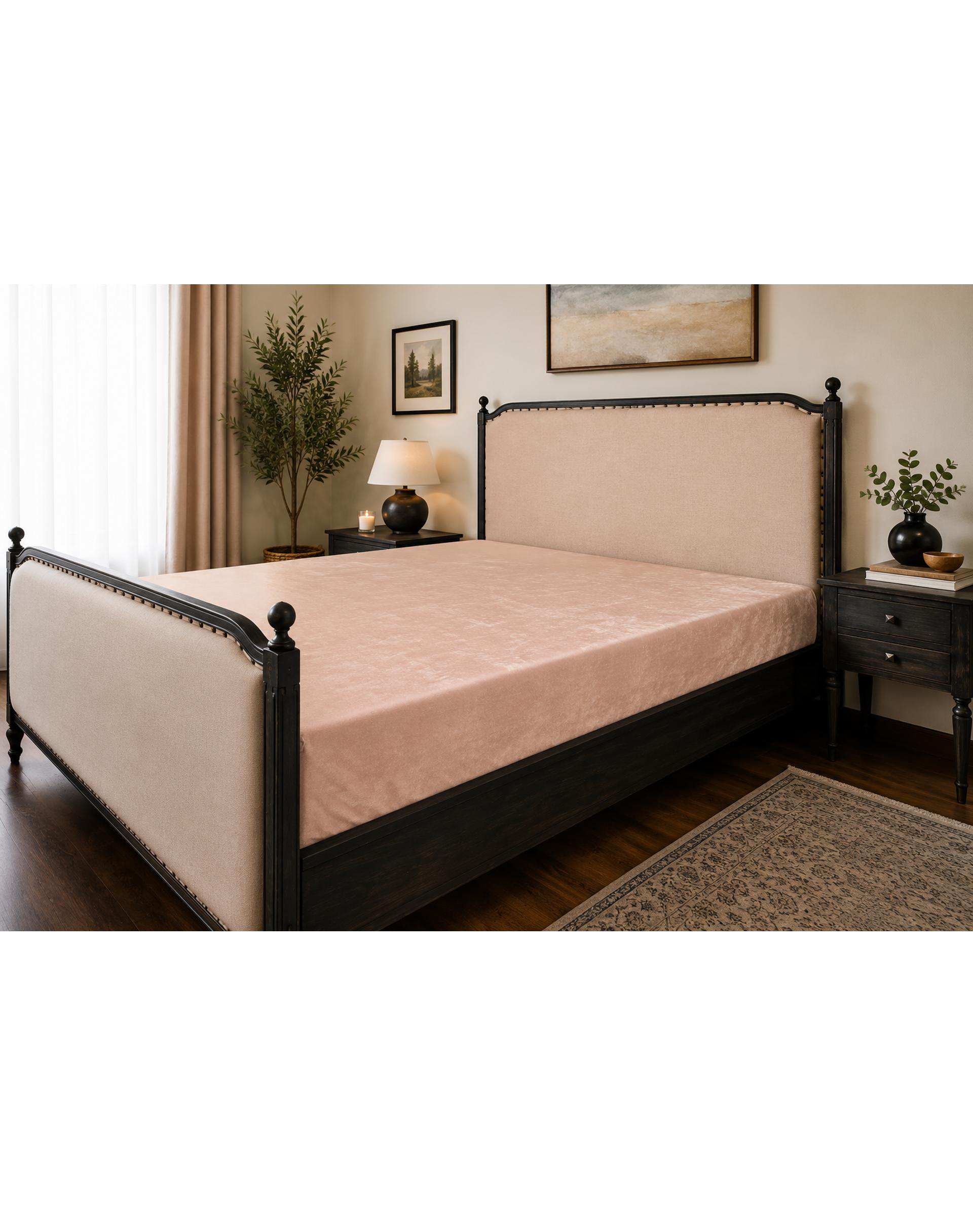 محافظ تشک ضد آب رنگی دو نفره سایز 200×160 گلبهی ورنا هوم Vornahome