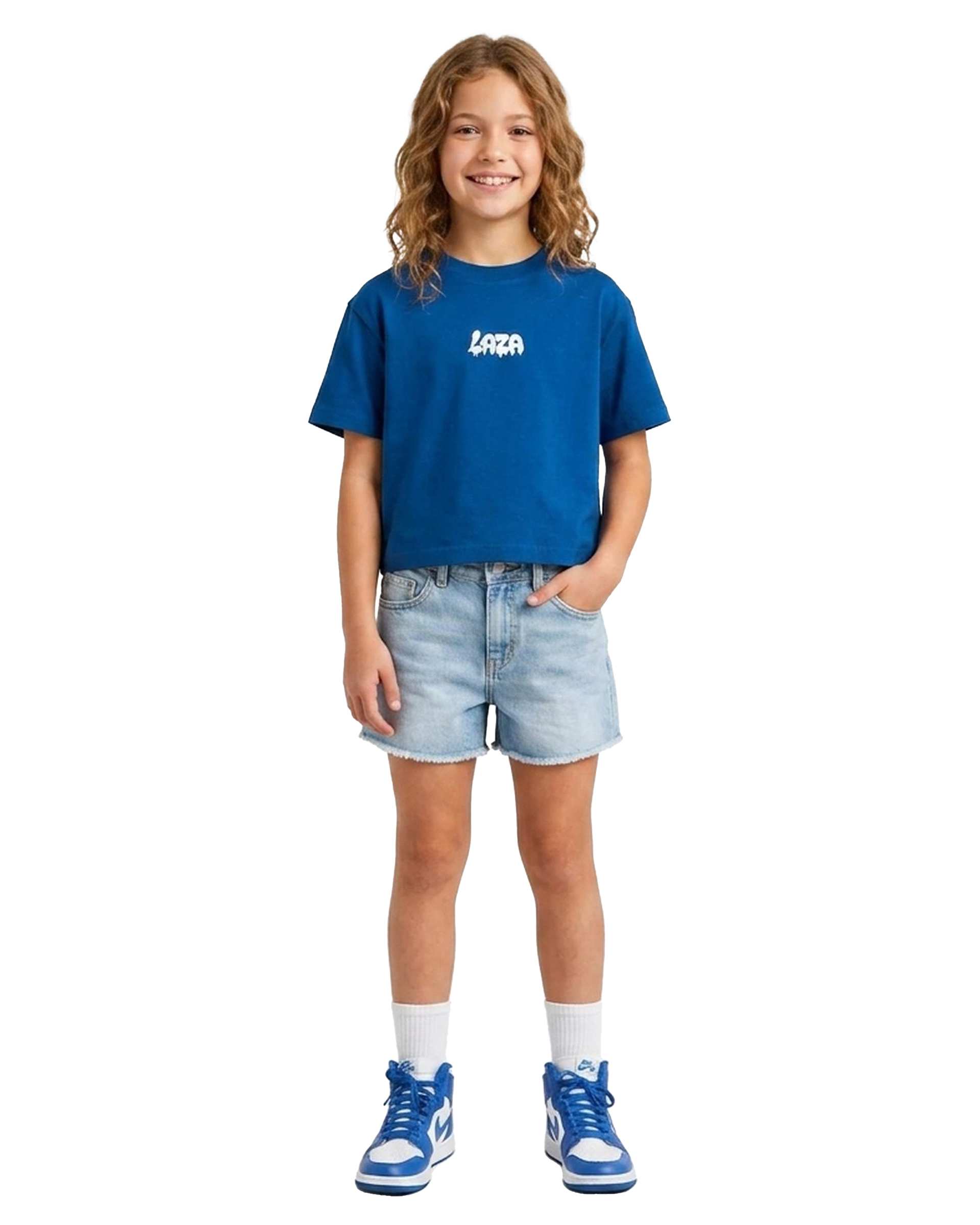 تیشرت بچگانه آبی لئو کیدز Leo kids طرح LAZA کد 1-5886