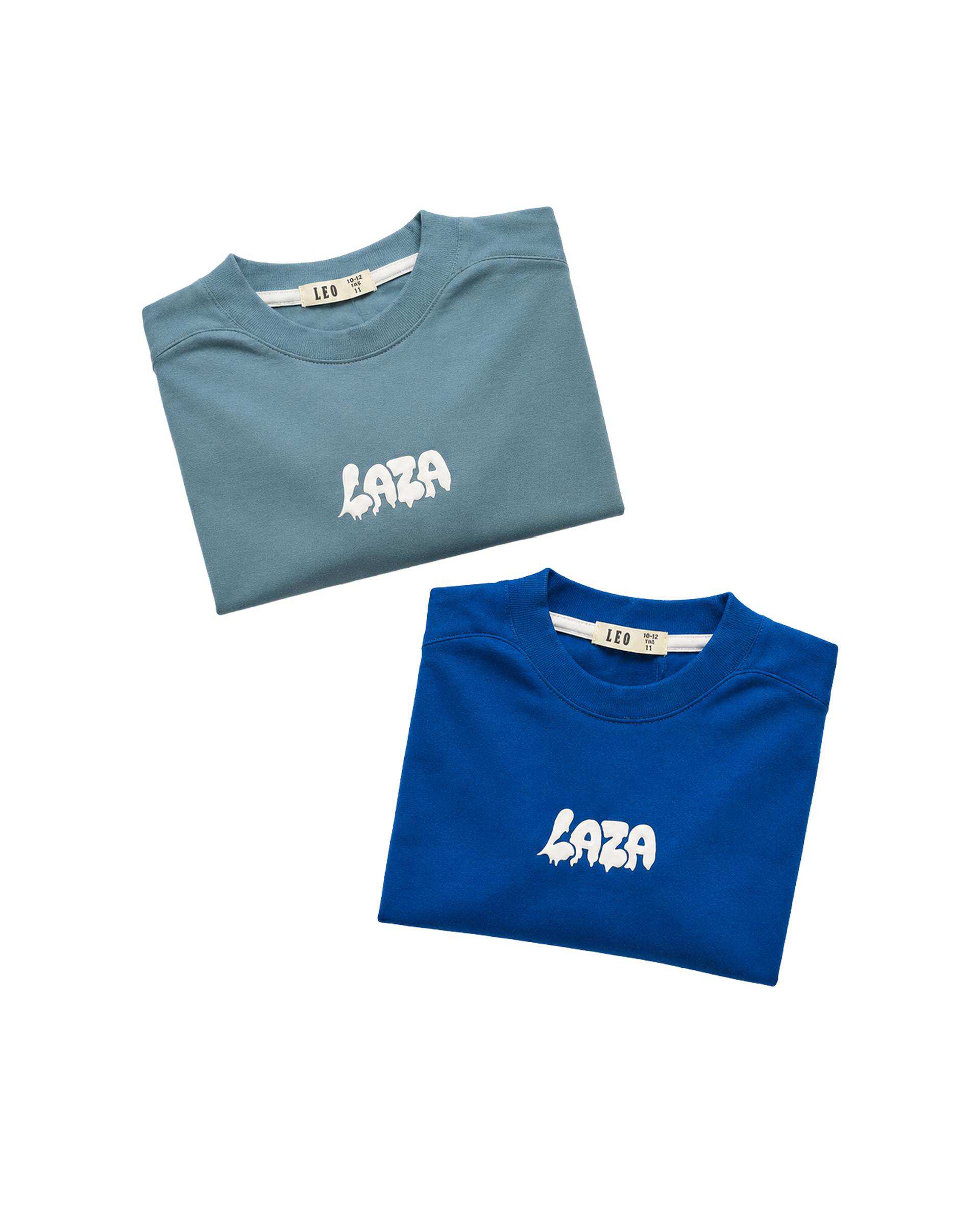 تیشرت بچگانه آبی لئو کیدز Leo kids طرح LAZA کد 1-5886