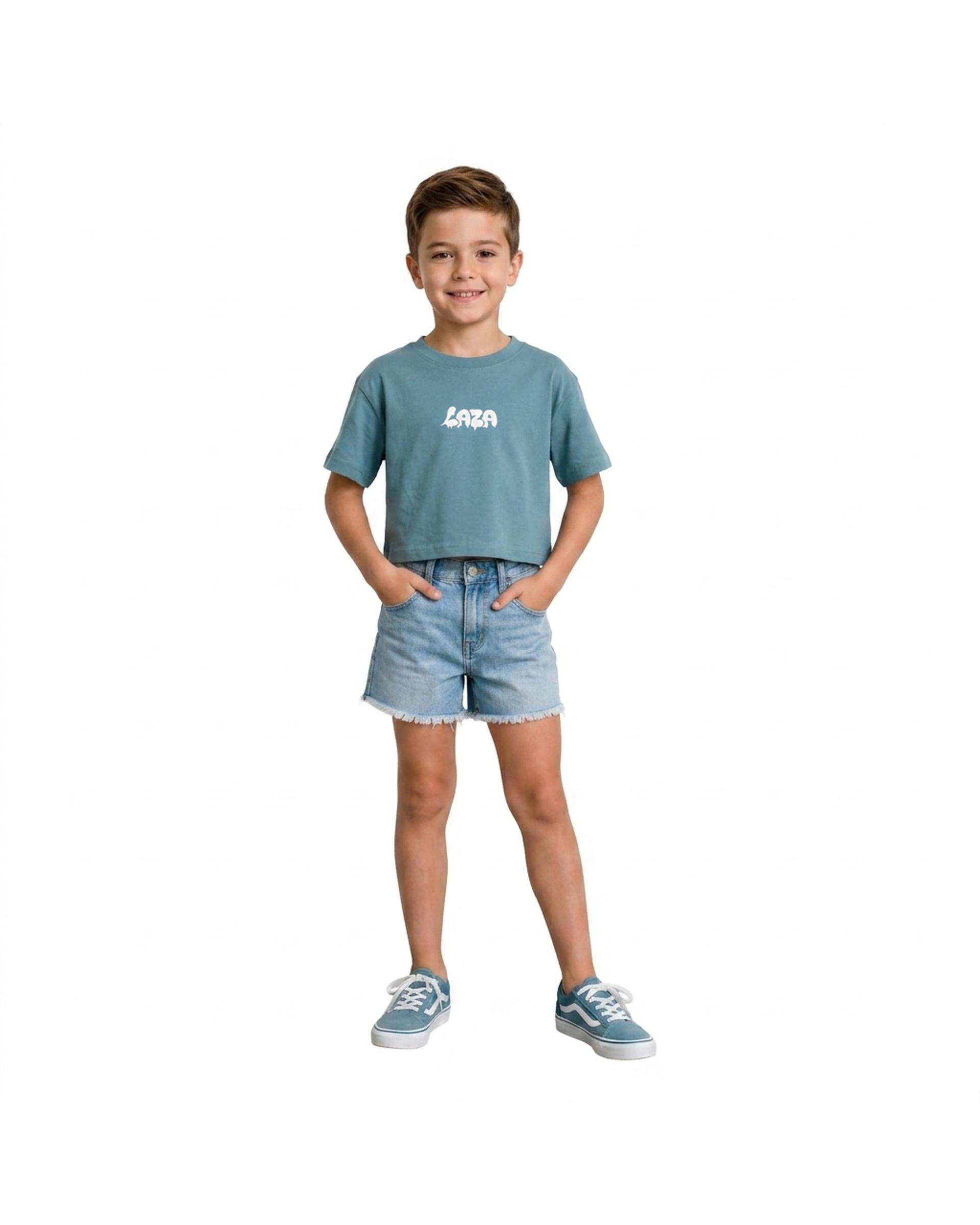 تیشرت بچگانه سبز لئو کیدز Leo kids طرح LAZA کد 2-5886