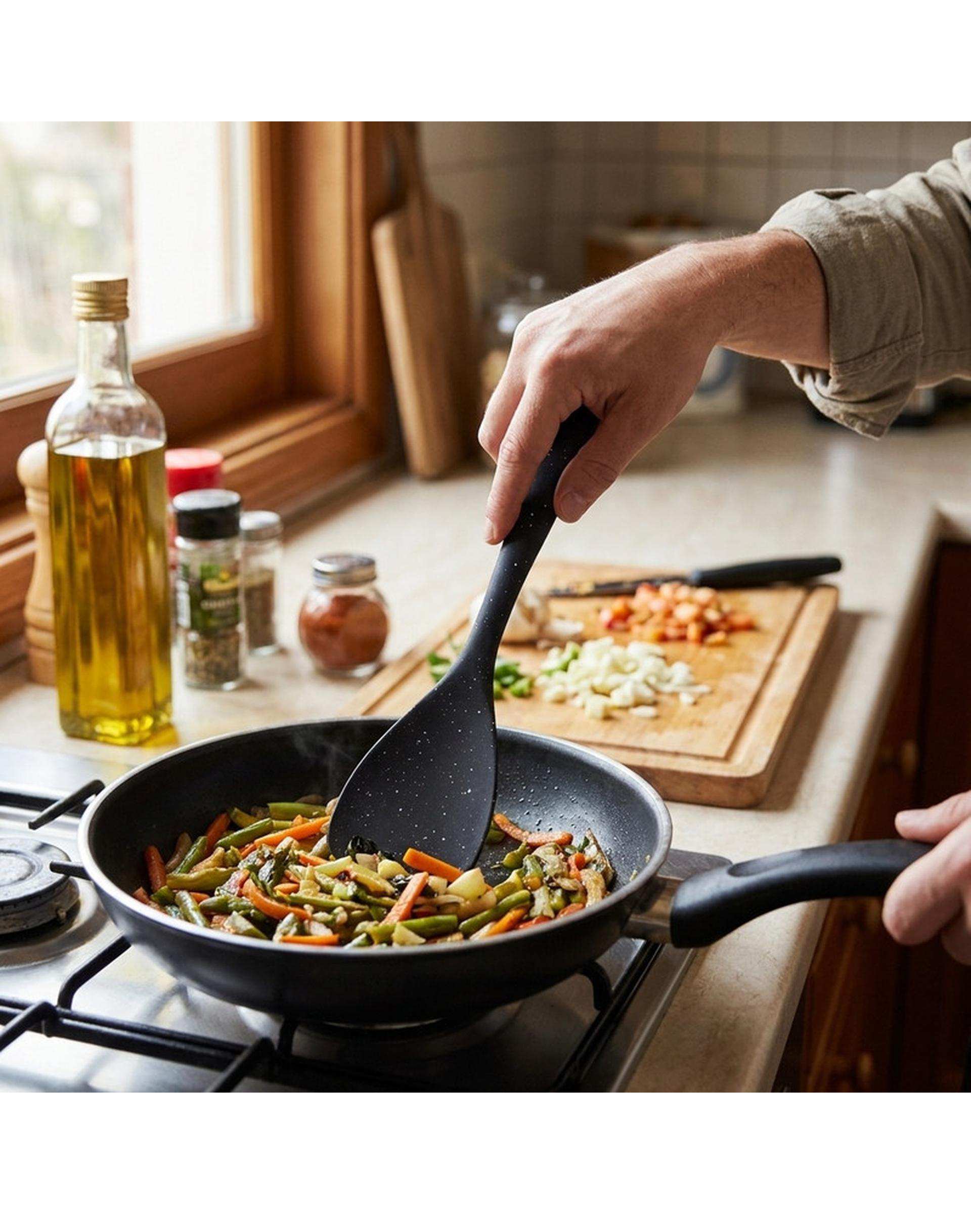 کفگیر سیلیکونی بلند طرح گرانیت شنگیا Shengya سایز 27 سانتی متر